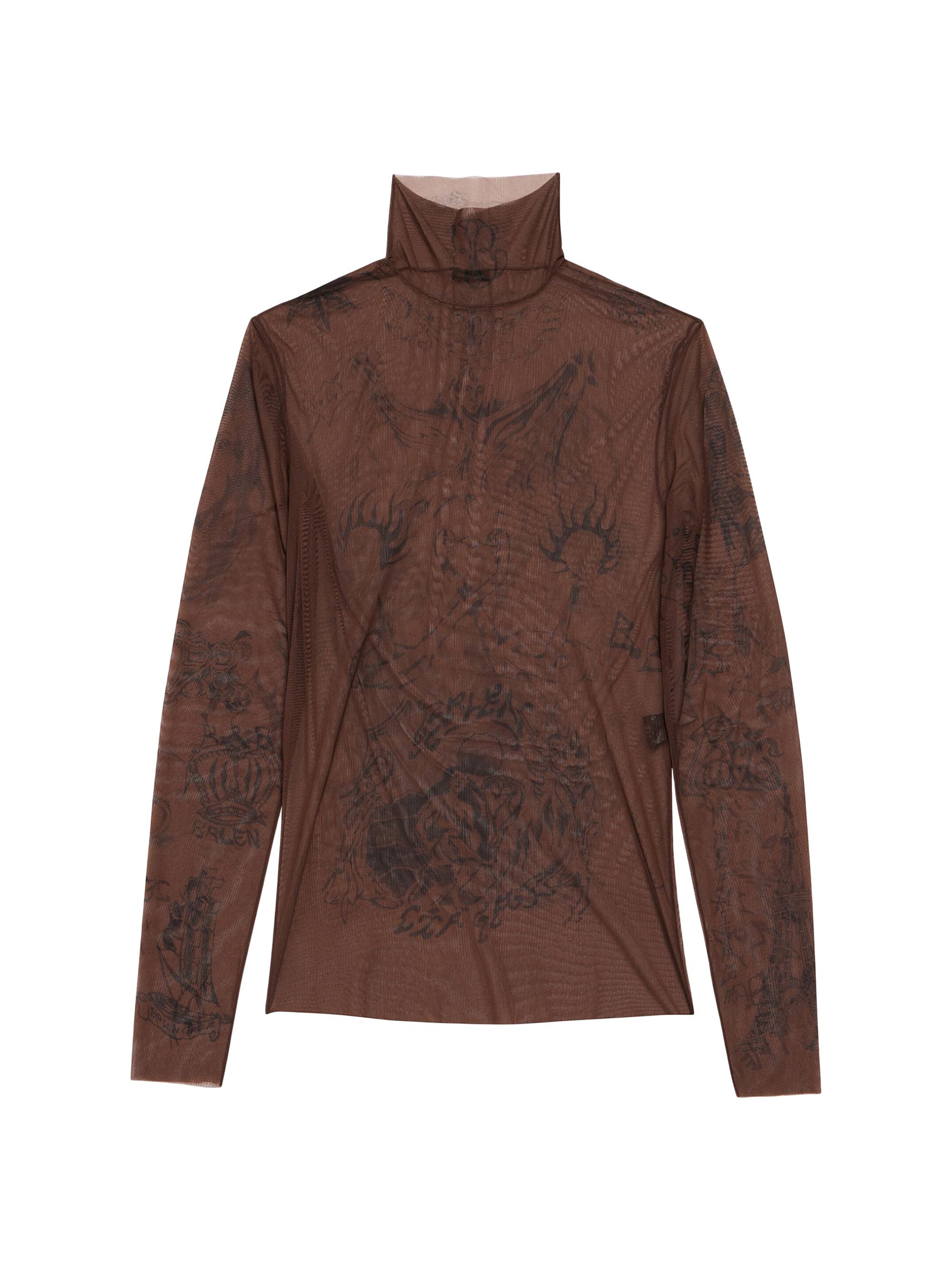 Balenciaga Men's Tat Long Sleeve Top - Dark Brown