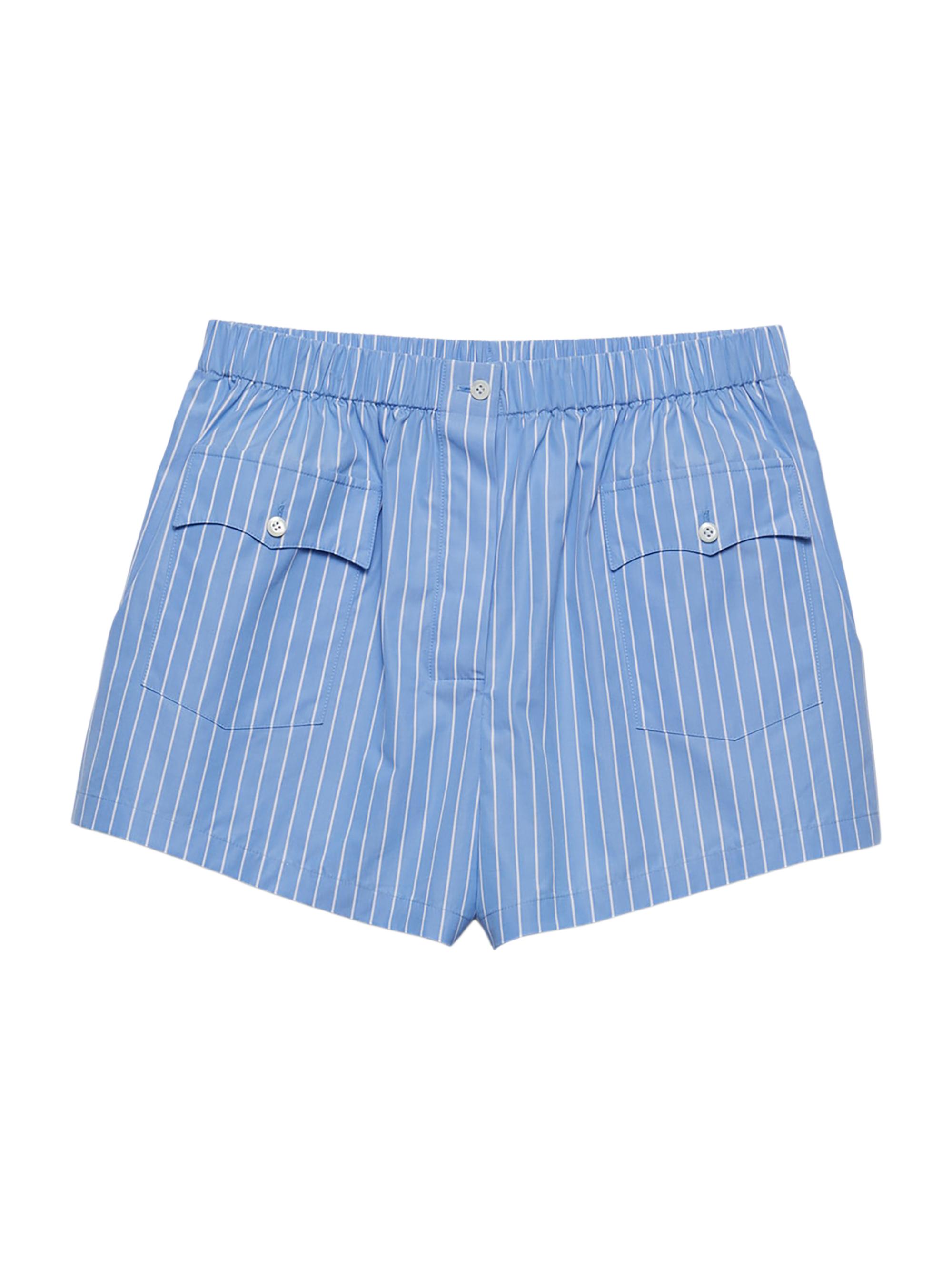 Prada Women's Striped Poplin Shorts - Blue