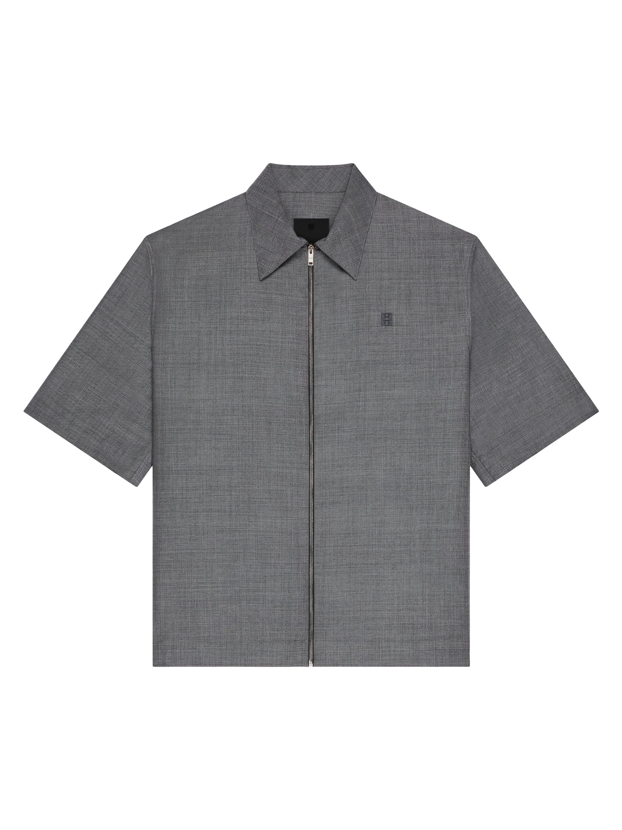 Givenchy Men's Plage Zipped Shirt in Wool with 4G Detail - Grey