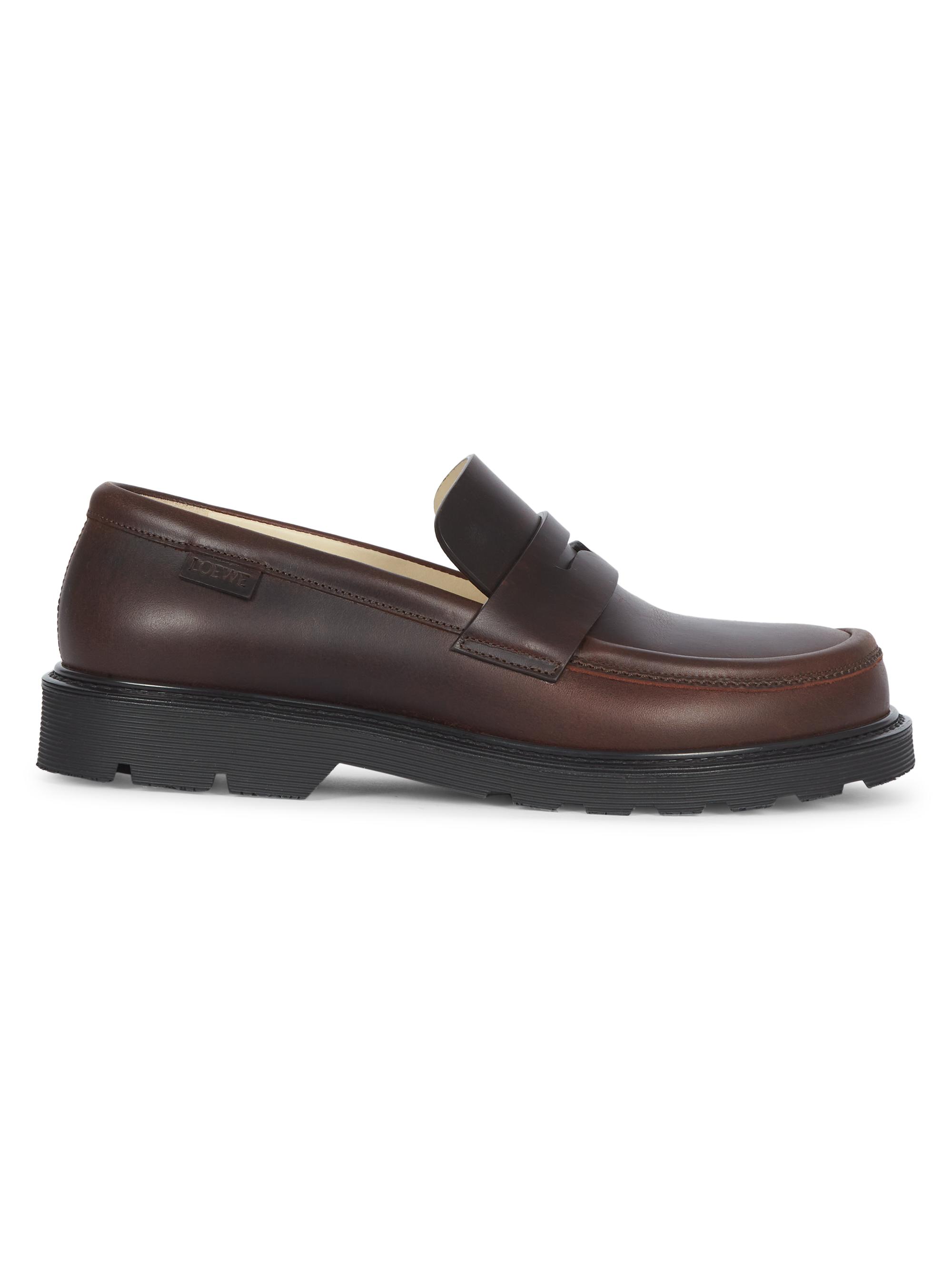 LOEWE Women's Blaze Leather Penny Loafers - Dark Brown
