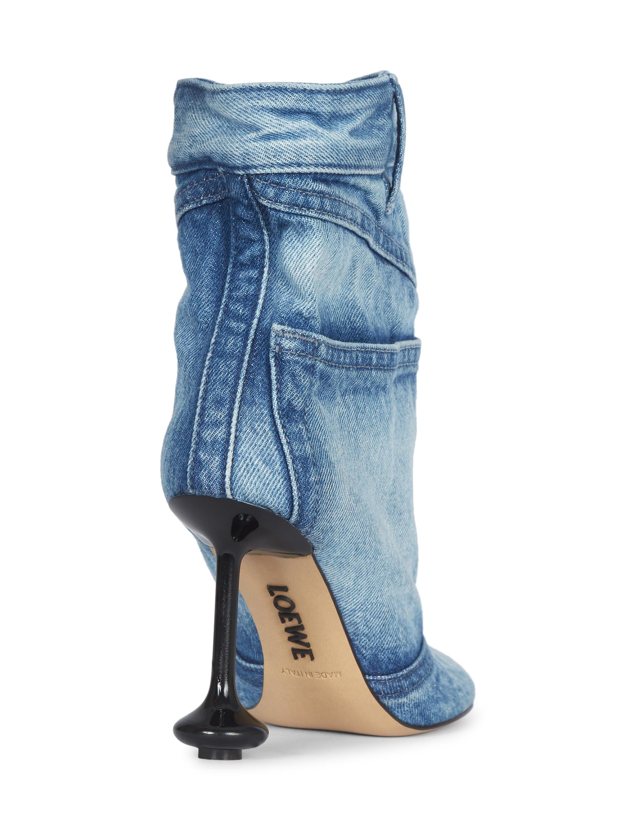 LOEWE Toy Panta 90MM Leather & Denim Ankle Boots | Saks Fifth Avenue