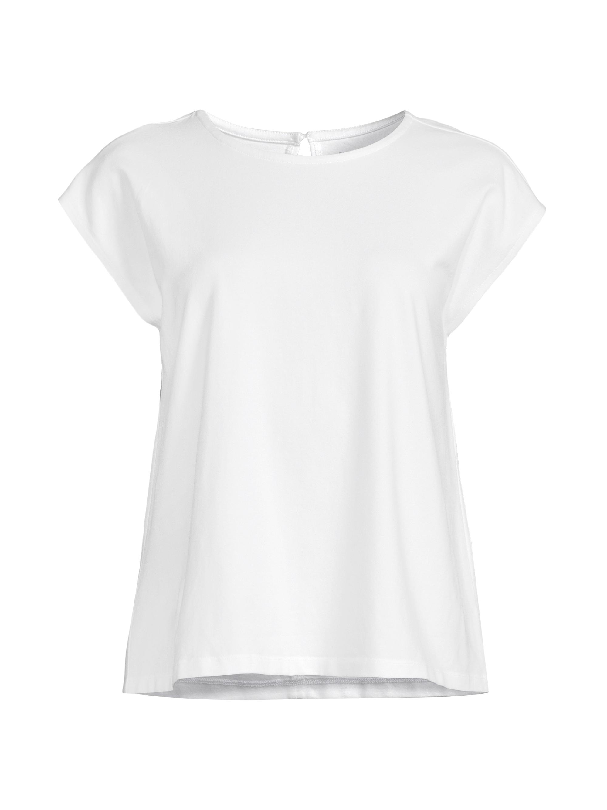 Eileen Fisher Women's Stretch Cotton Cap-Sleeve Top - White
