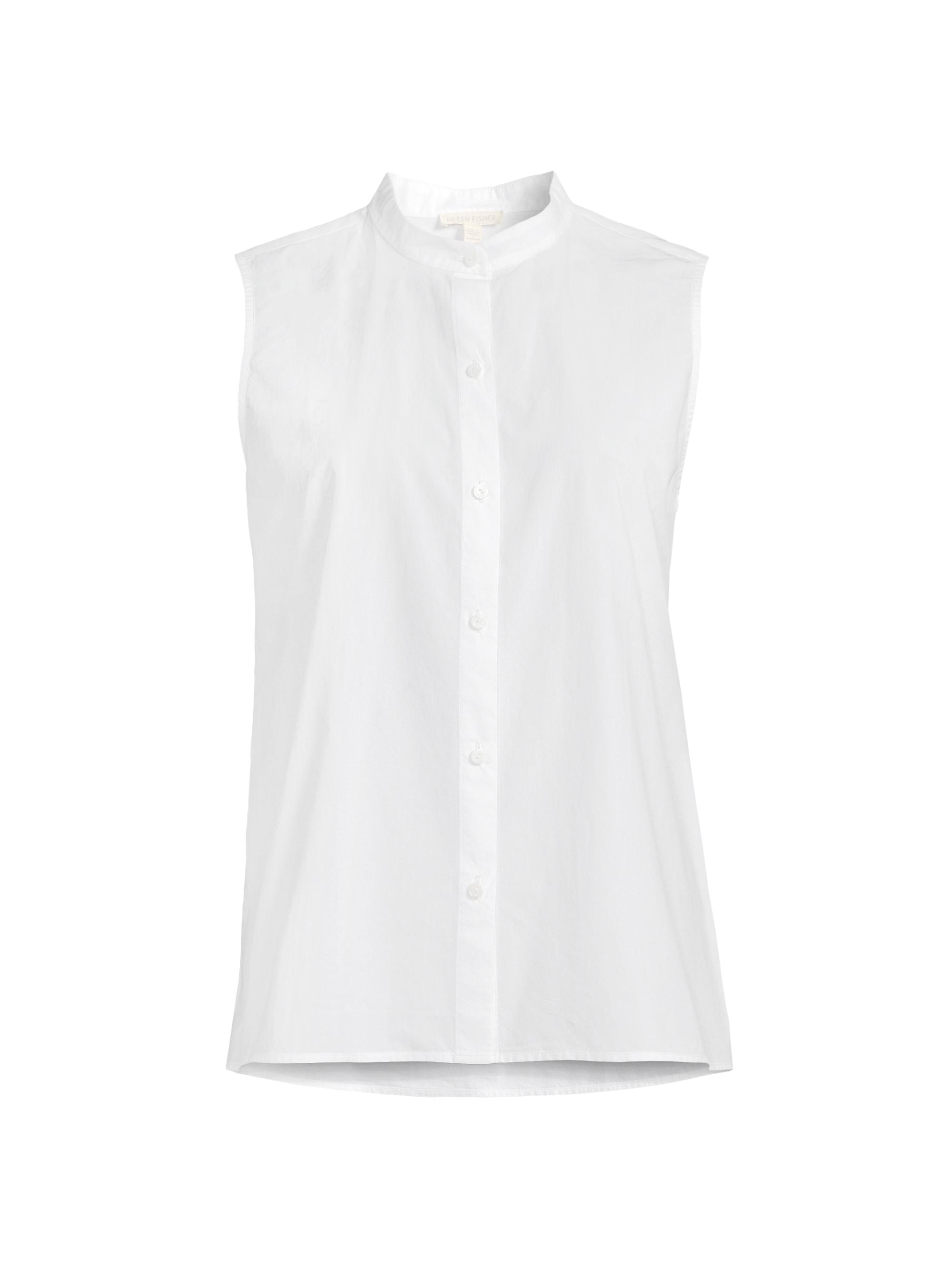Eileen Fisher Women's Cotton Band-Collar Sleeveless Top - White