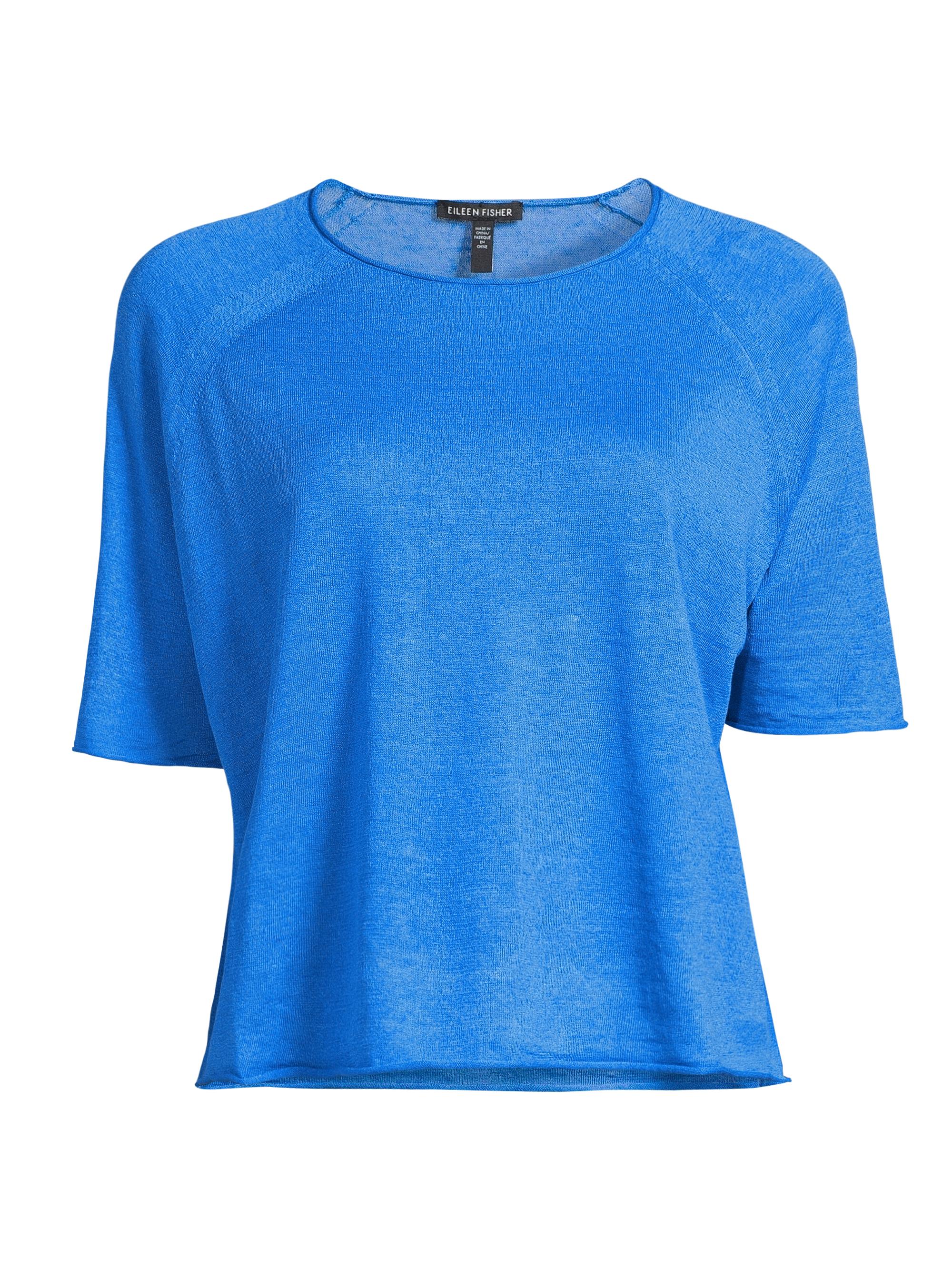 Eileen Fisher Women's Linen-Cotton Short-Sleeve Knit Top - Calypso