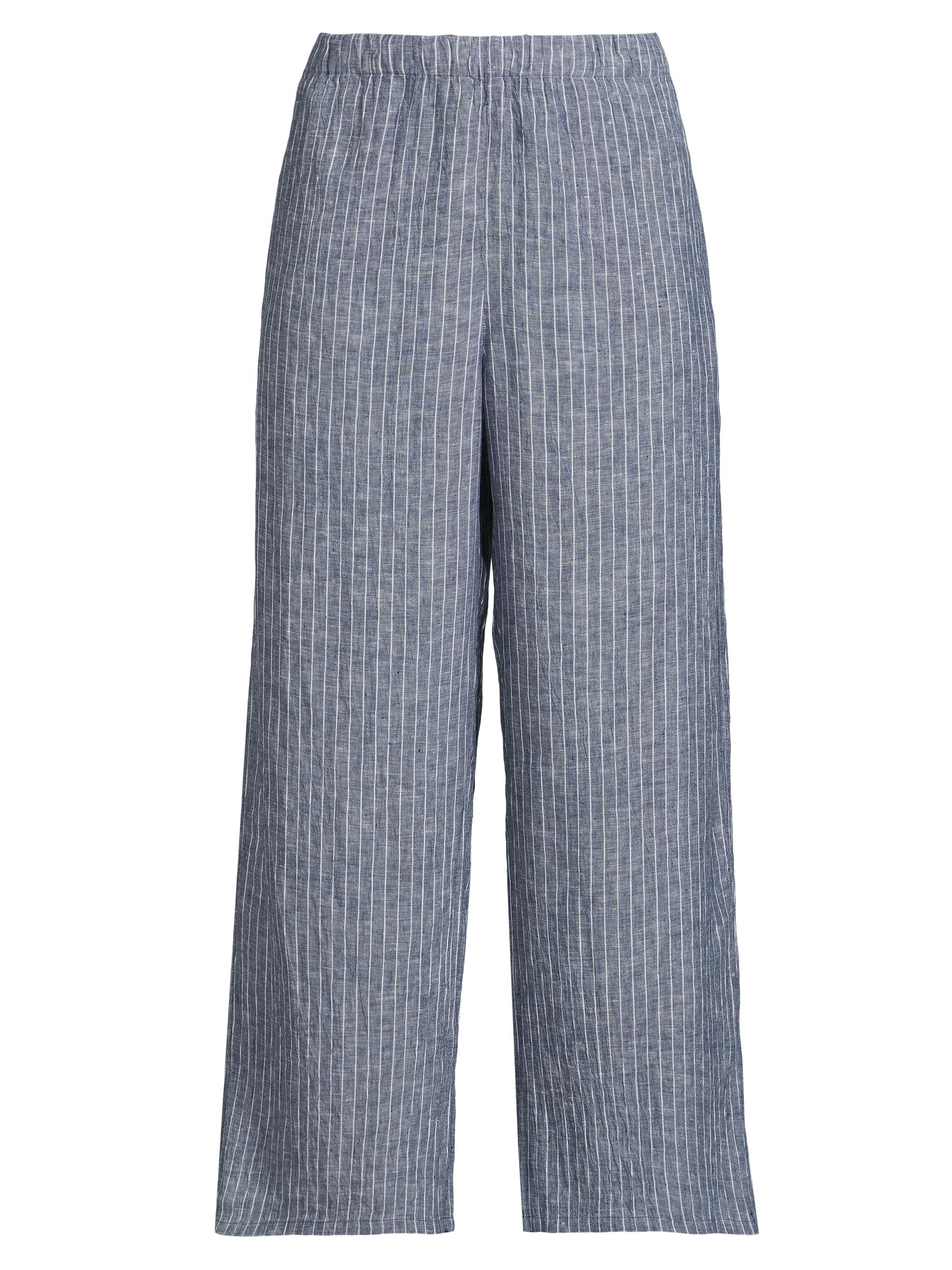 Eileen Fisher Women's Striped Linen Elasticized Wide-Leg Pants - Ocean