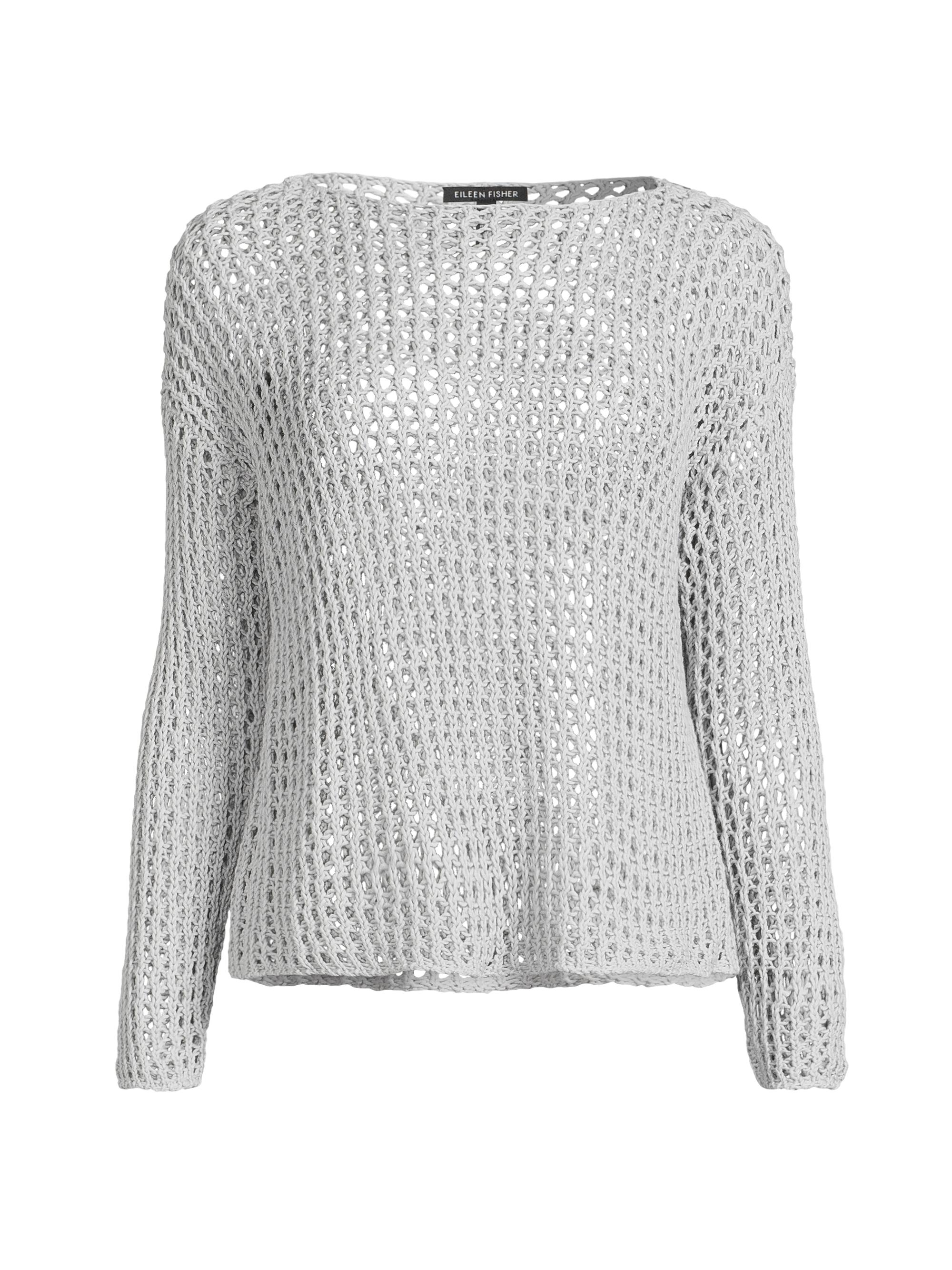 Eileen Fisher Women's Cotton Crochet Long-Sleeve Top - Nimbus