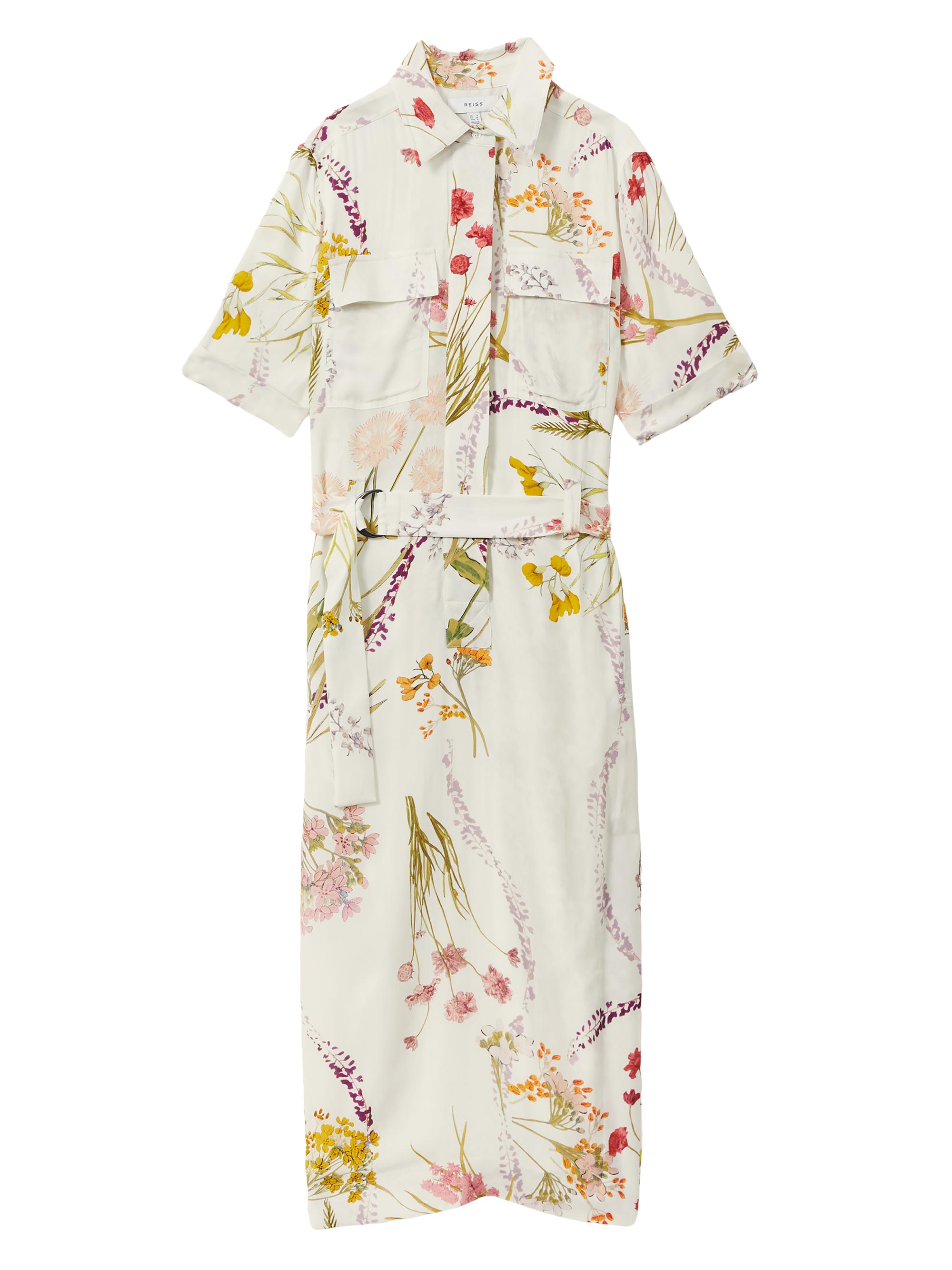 Reiss Women's Faya Floral Tie-Waist Shirtdress -  Orange