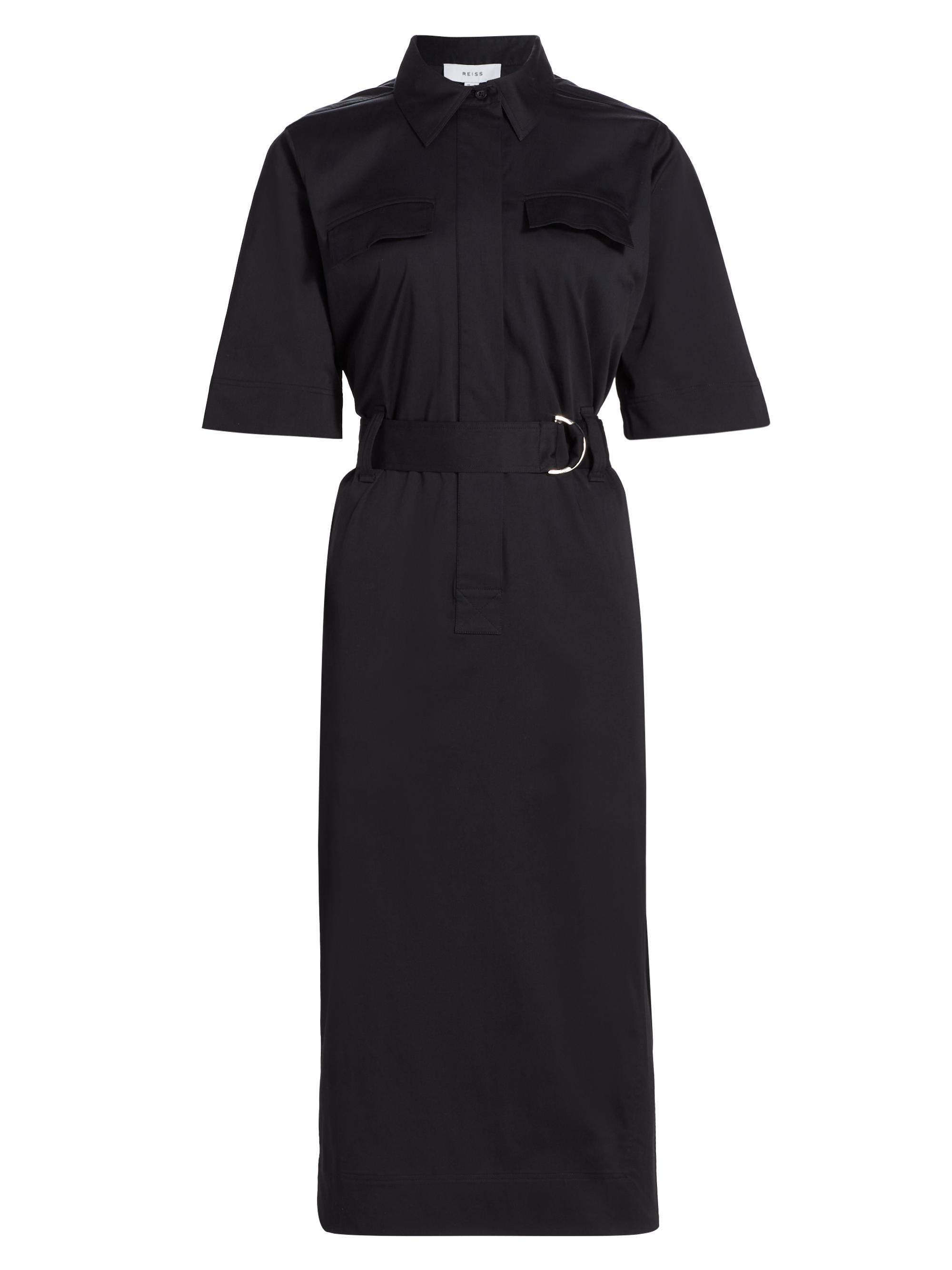 Reiss Women's Aimie Belted Stretch Poplin Shirtdress - Black