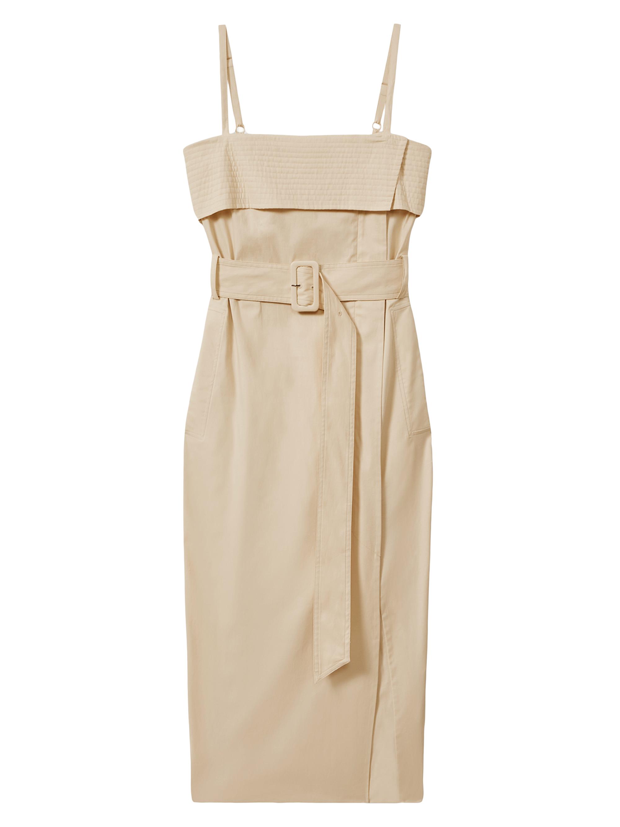 Reiss Women's Dhalia Twill Wrap Midi-Dress - Stone