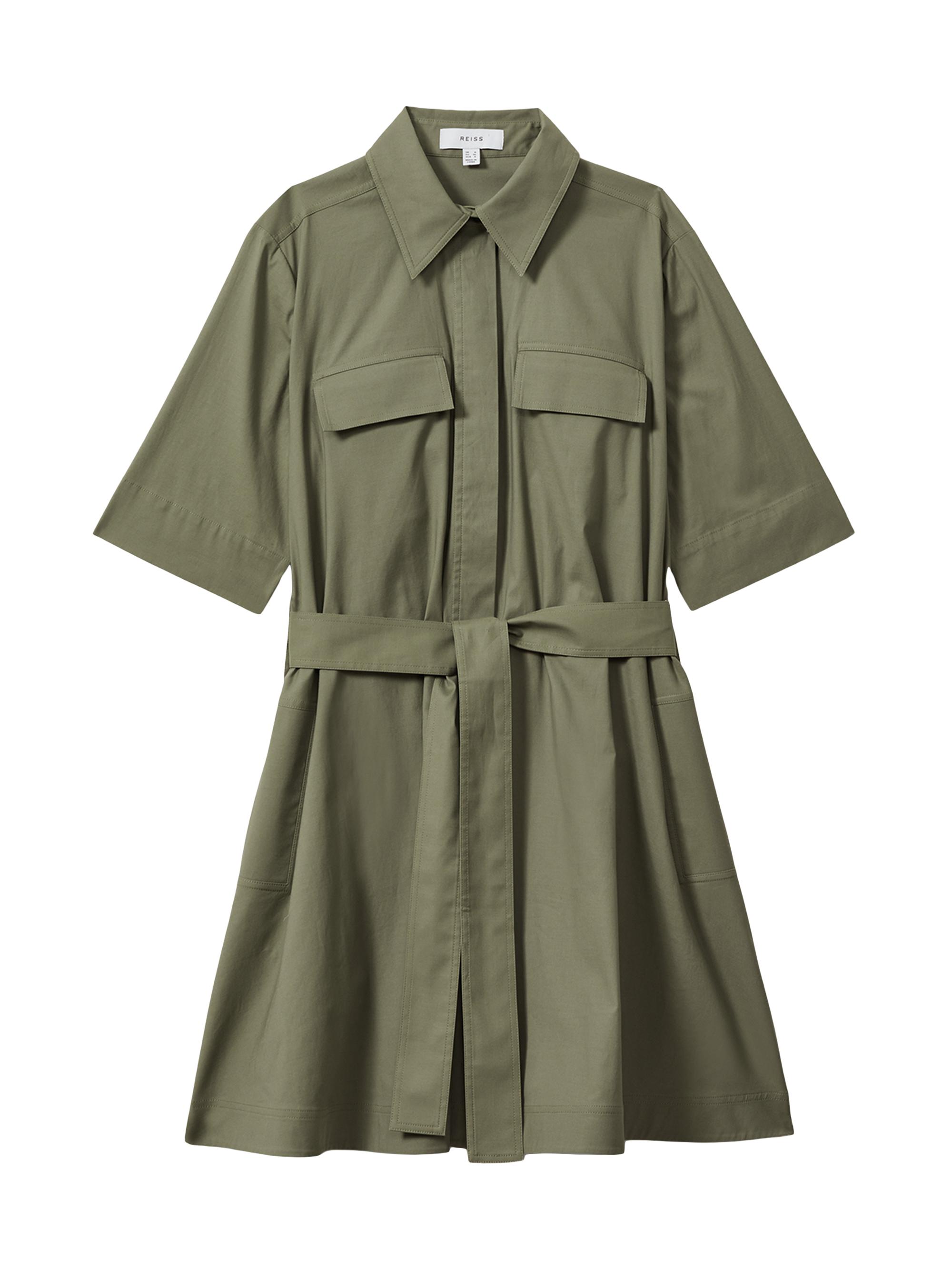 Reiss Women's Milly Tie-Waist Mini Shirtdress - Khaki