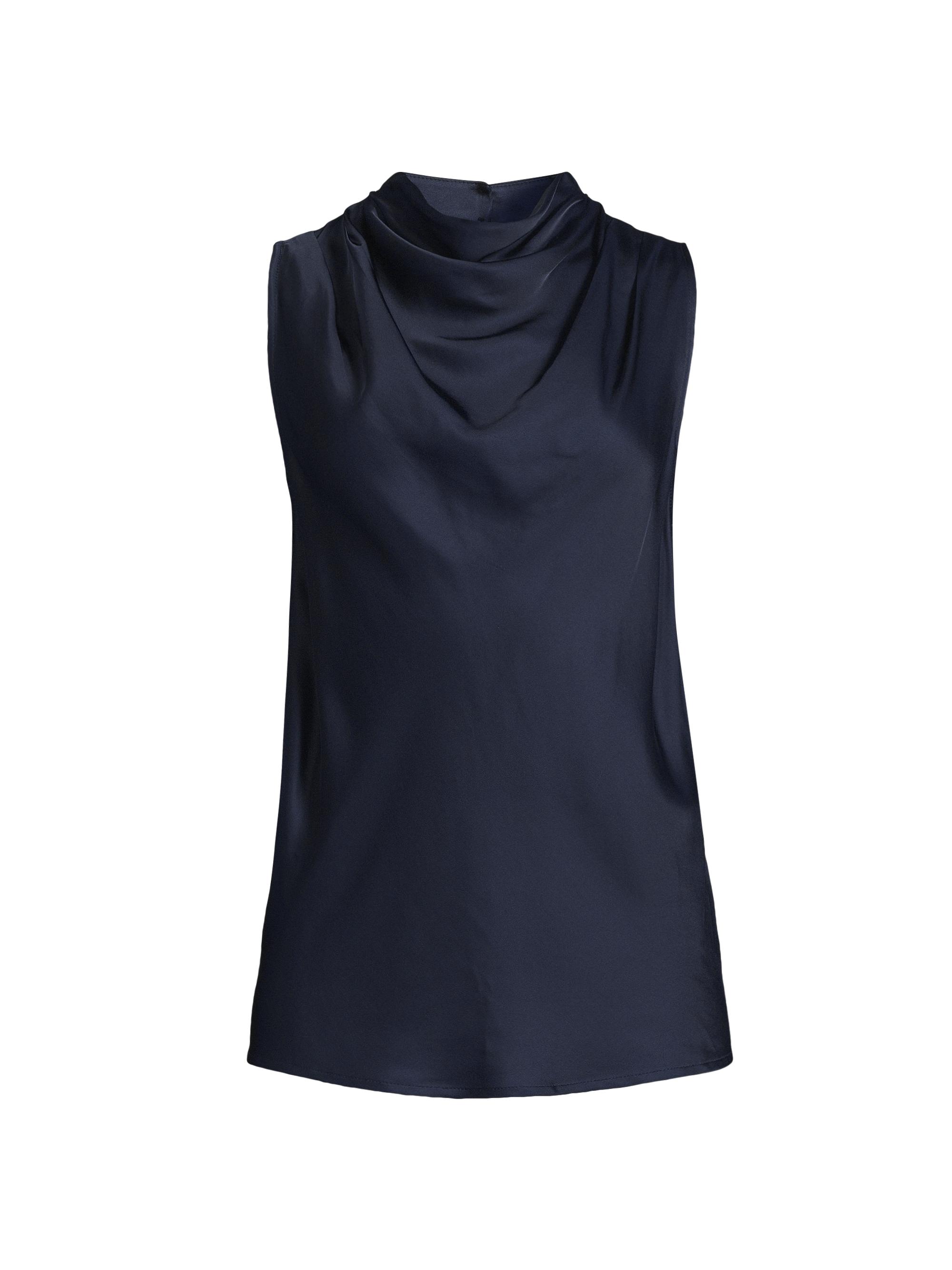 Rue Sophie Women's Mika Satin Cowlneck Sleeveless Top - Navy