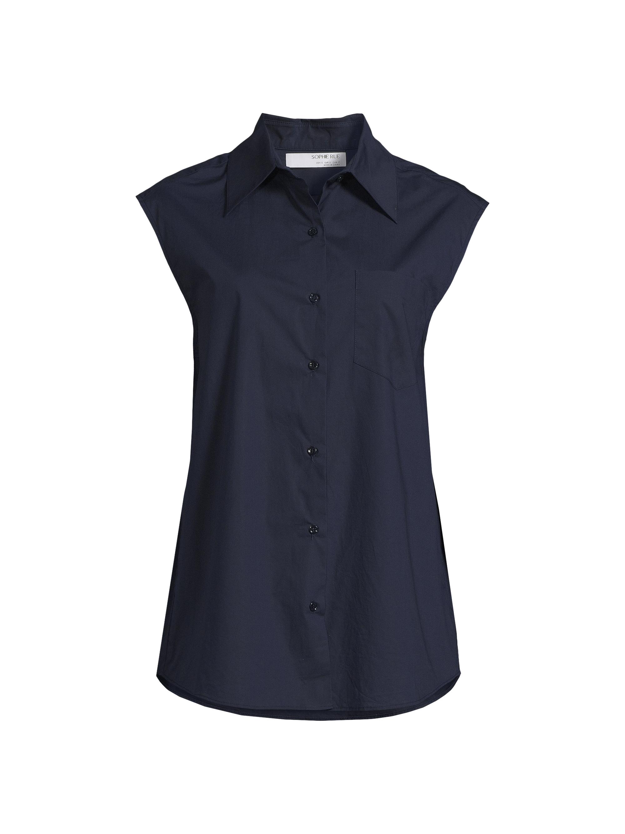 Rue Sophie Women's Wes Cotton Sleeveless Shirt - Midnight