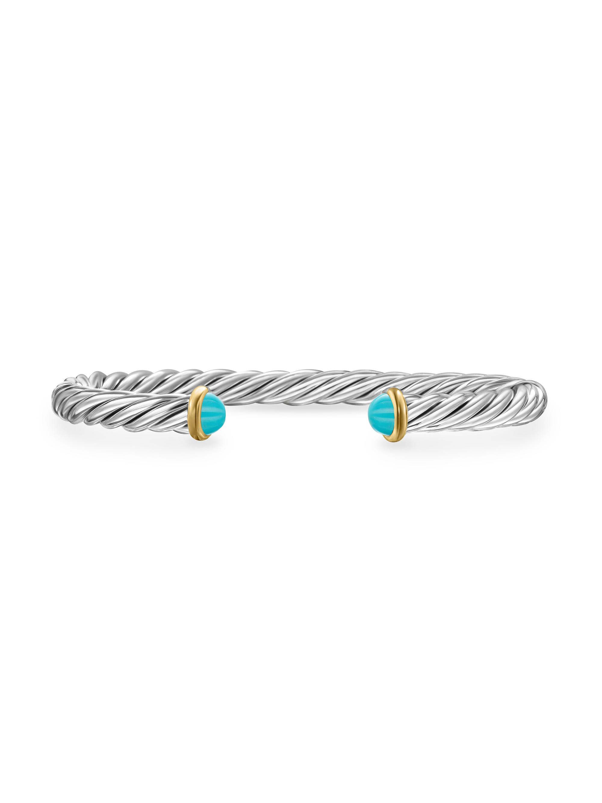 David Yurman Men's Cable Cuff Bracelet in Sterling Silver - Turquoise