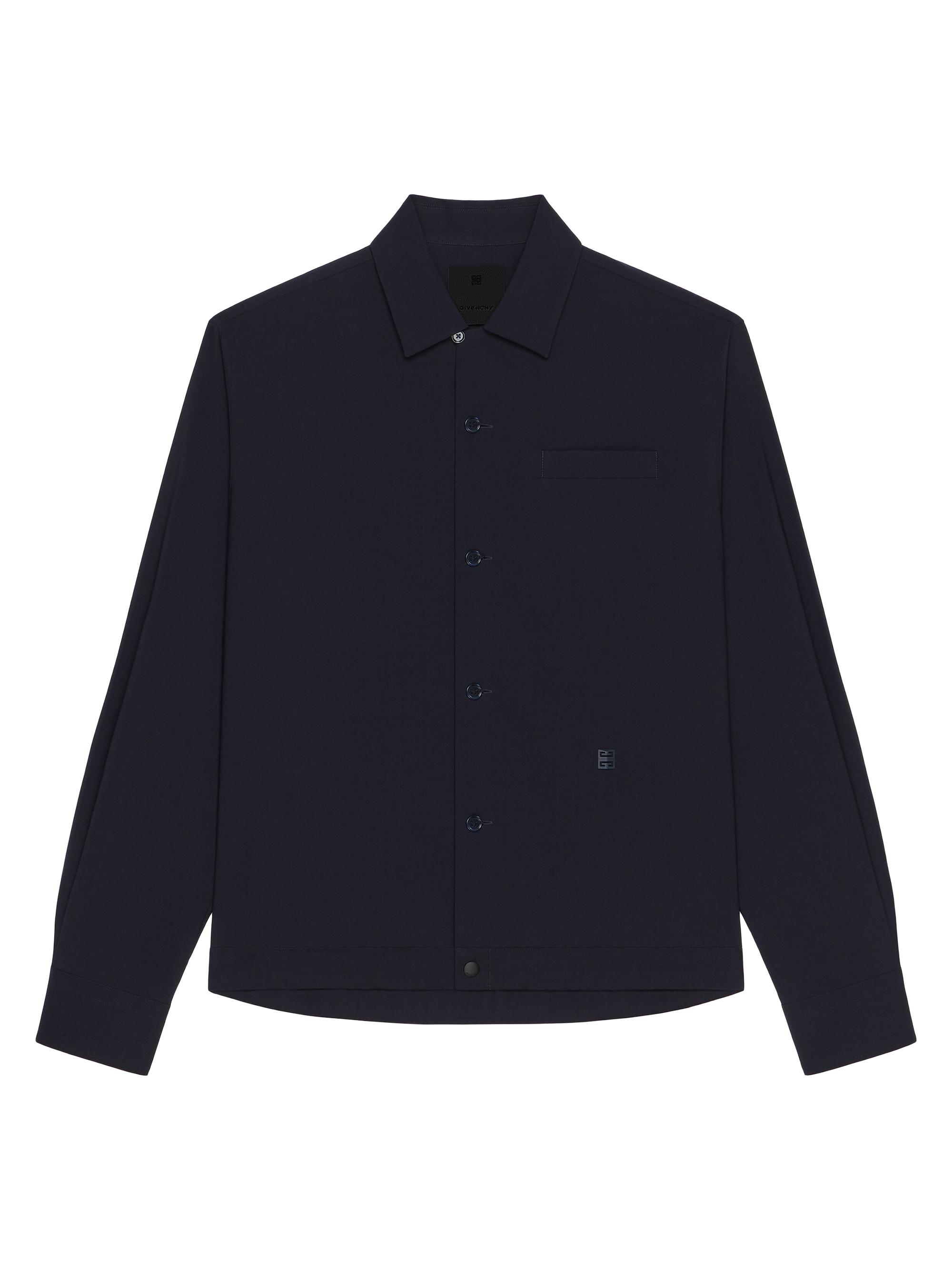 Givenchy Men's Overshirt in Wool Poplin with 4G Detail - Night Blue