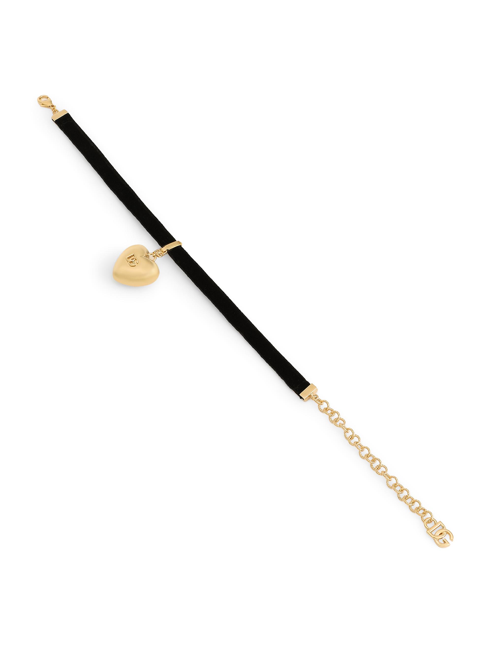 Dolce & Gabbana Women's Goldtone & Velvet Monogram Heart Pendant Necklace - Black Gold