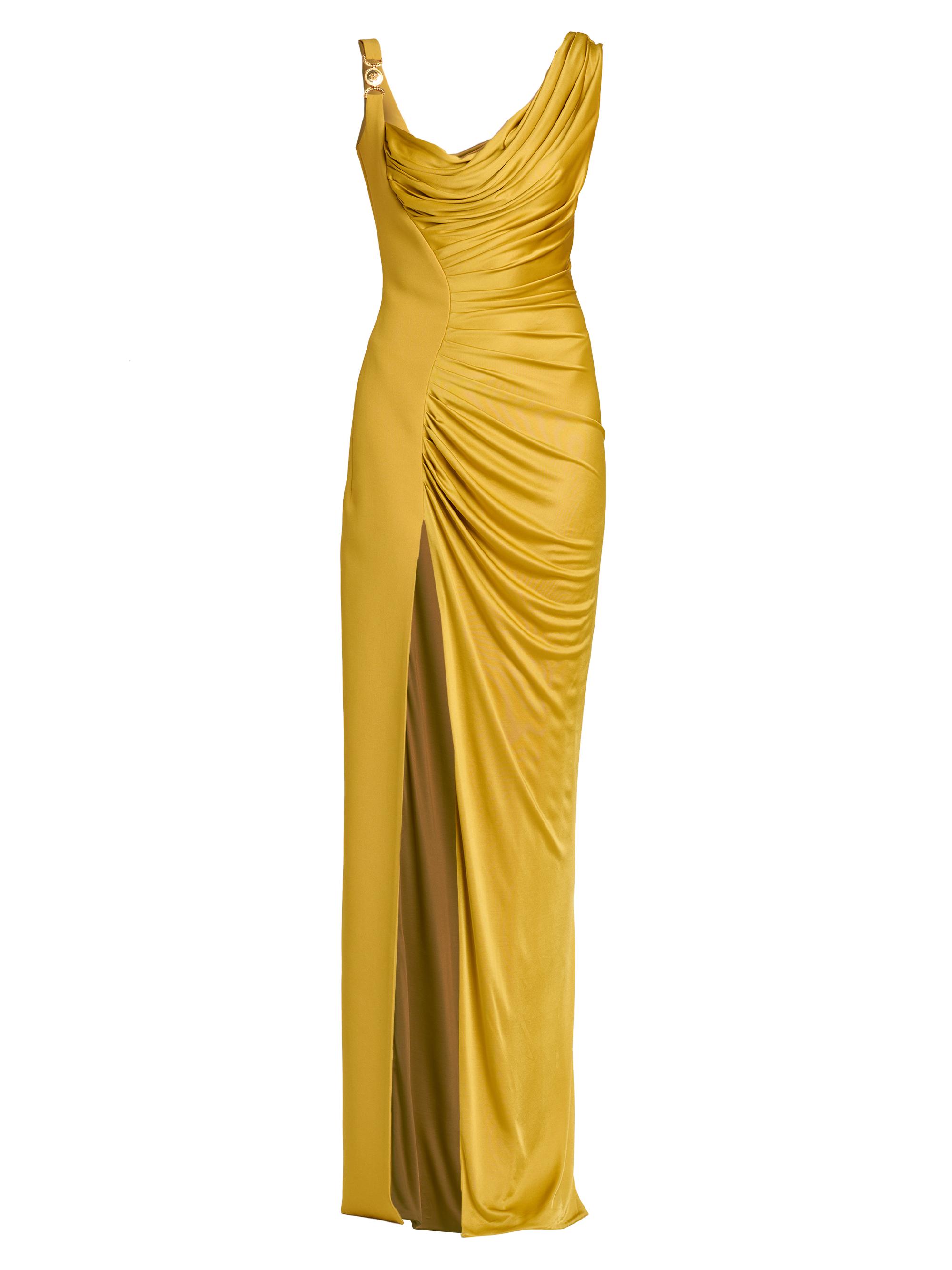 Versace Women's Draped Liquid Jersey Gown - Antique Gold