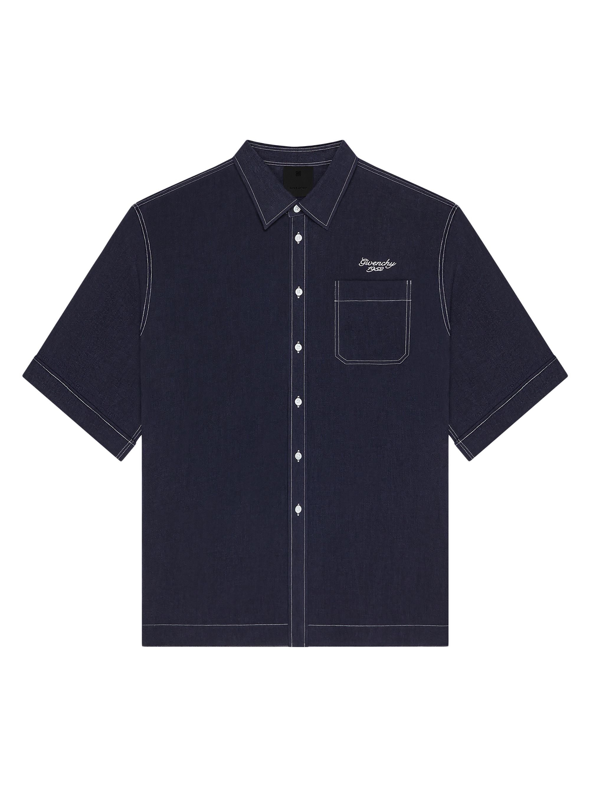 Givenchy Men's Plage Shirt in Linen - Navy