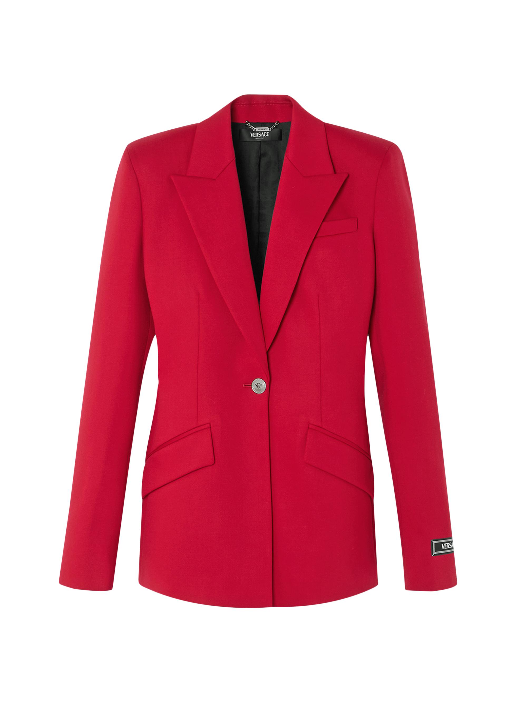 Versace Women's Stretch Wool Grain De Poudre Jacket - Lip Stick Red