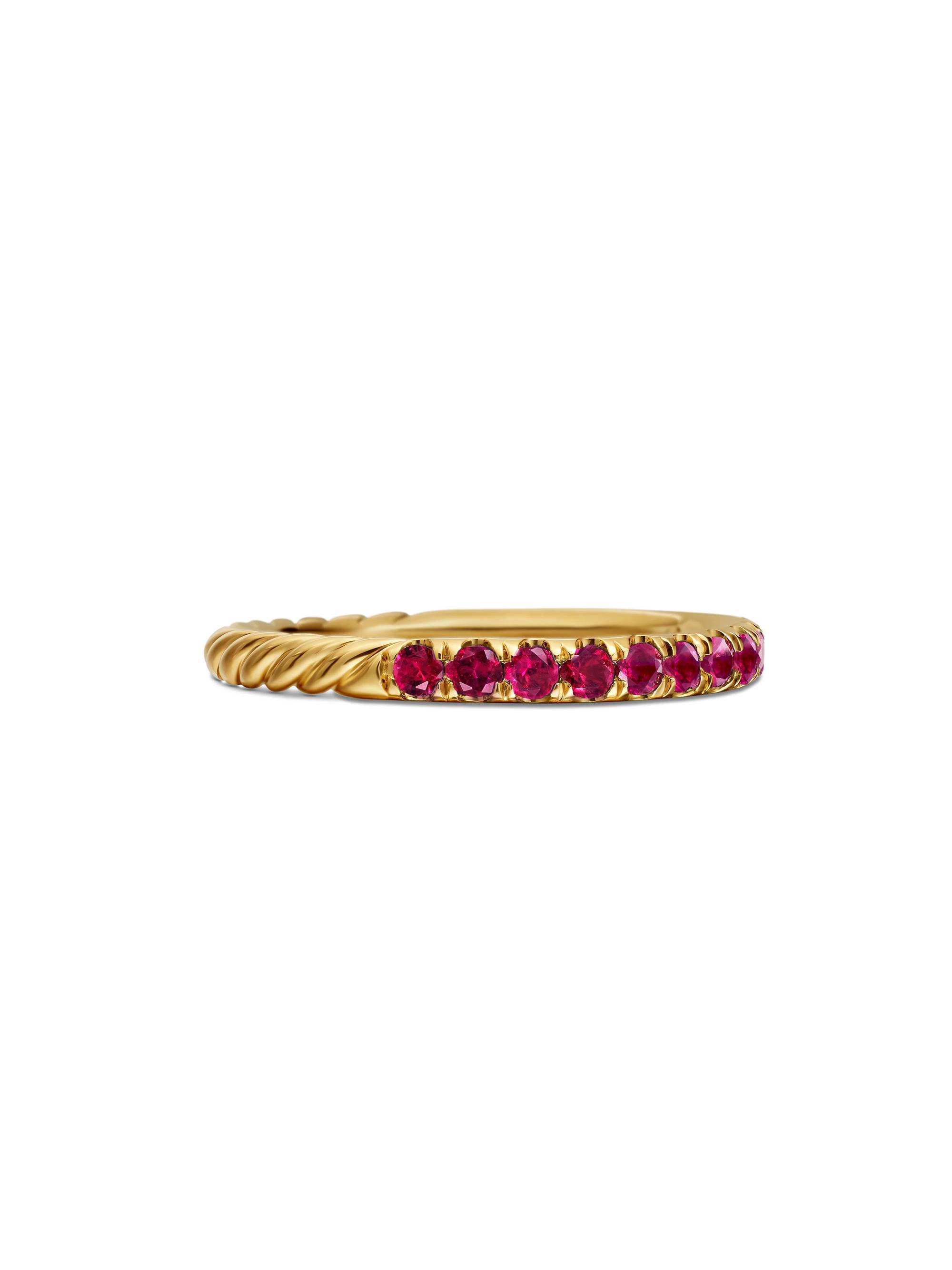 David Yurman Women's Cable Collectibles Stack Ring in 18K Yellow Gold - Ruby