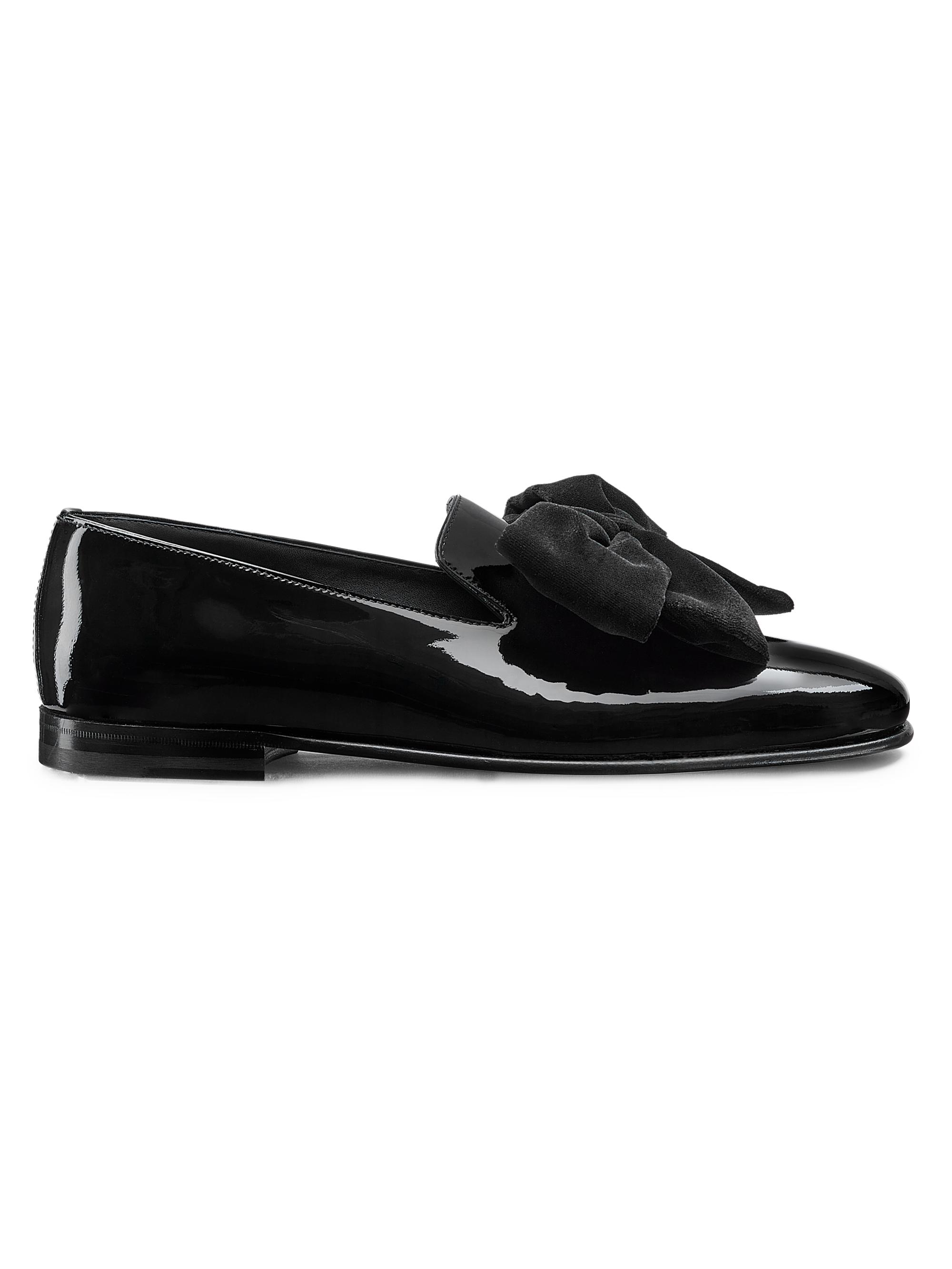 Manolo Blahnik Men's Janser Bow-Embellished Patent Slippers - Black