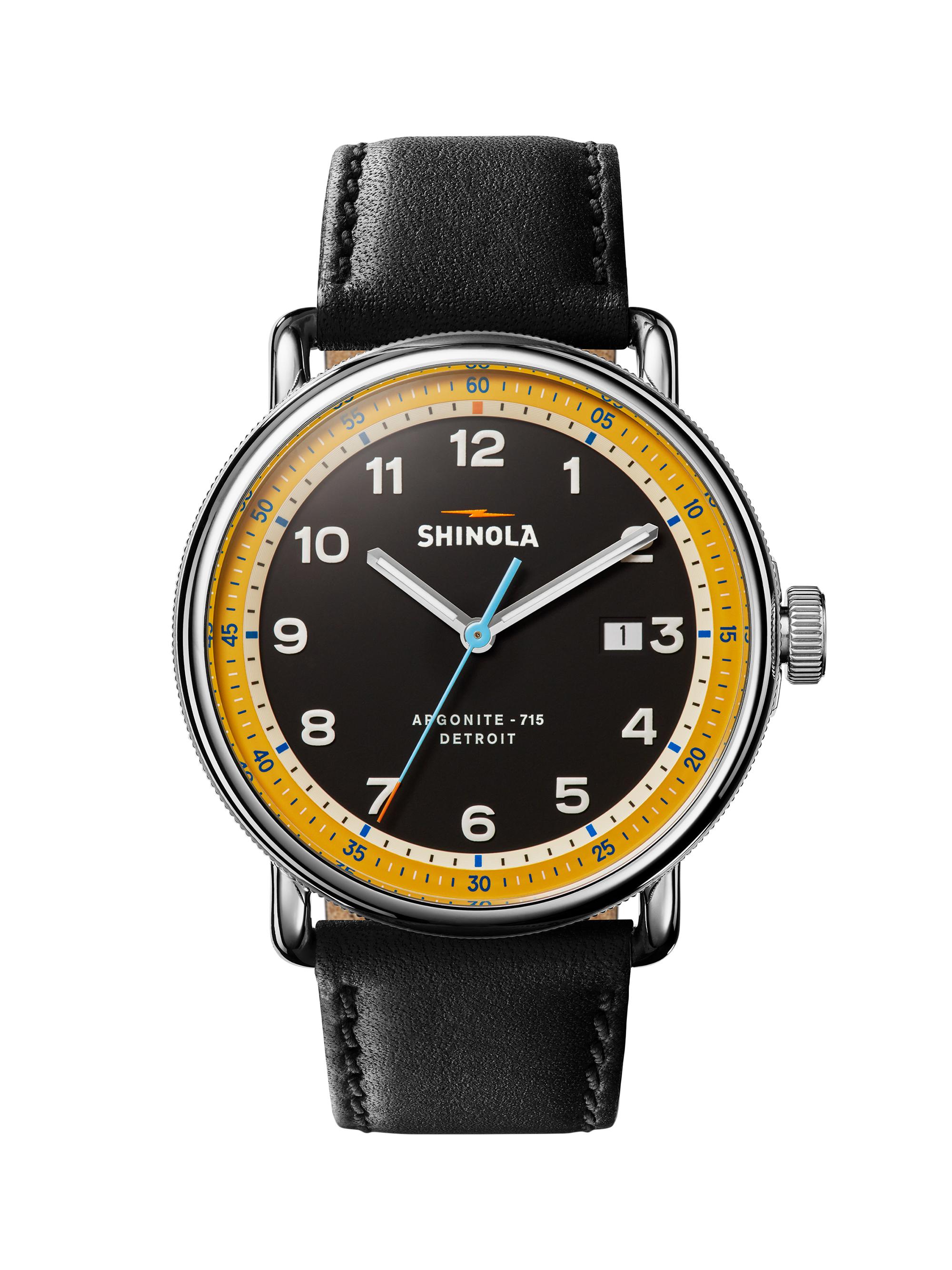 Shinola Men's Canfield Model C Black Stainless Steel & Leather Watch/43MM - Yellow Black