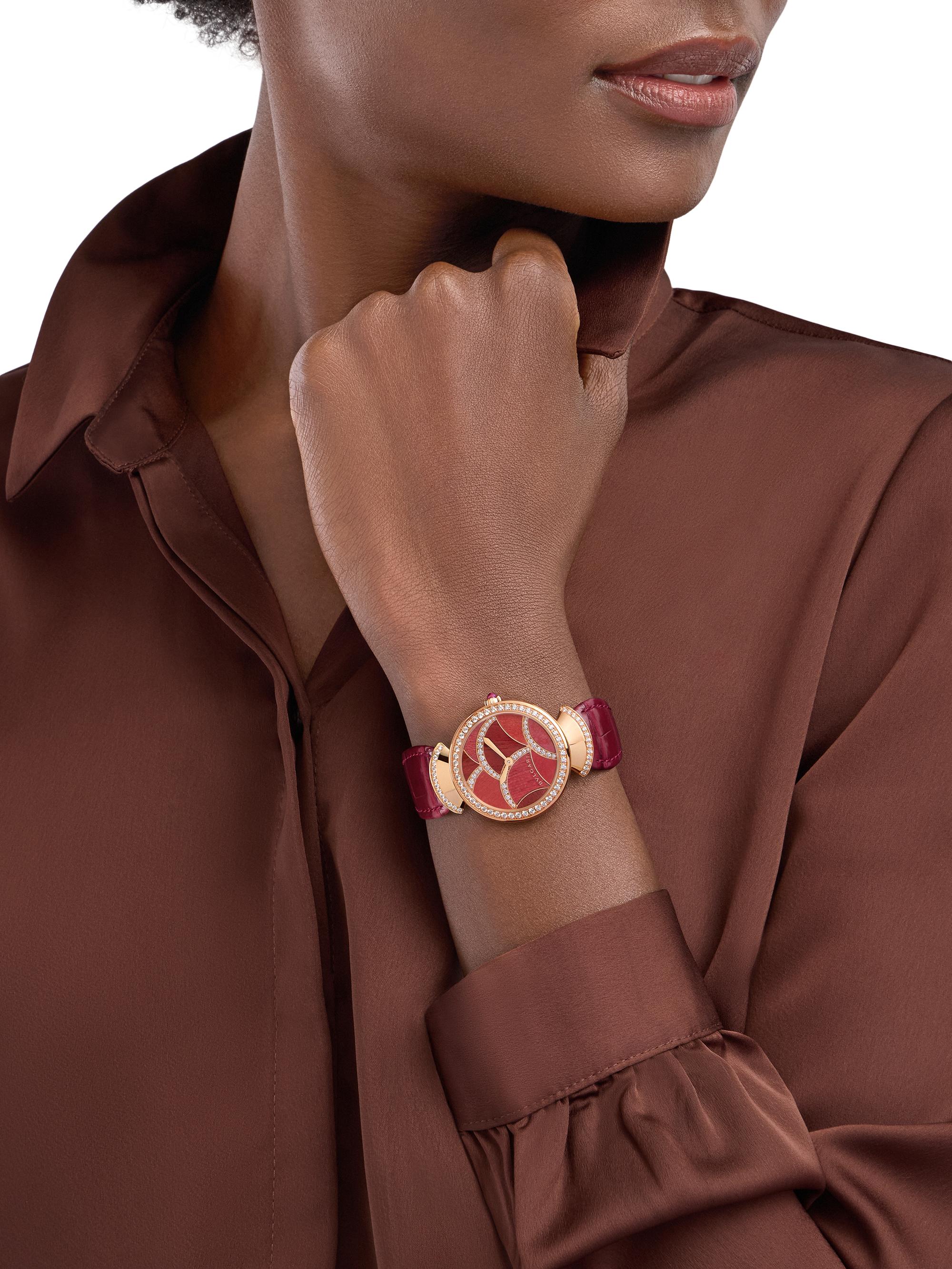 BVLGARI Divas' Dream 18K Rose Gold & Red Alligator Watch/33MM