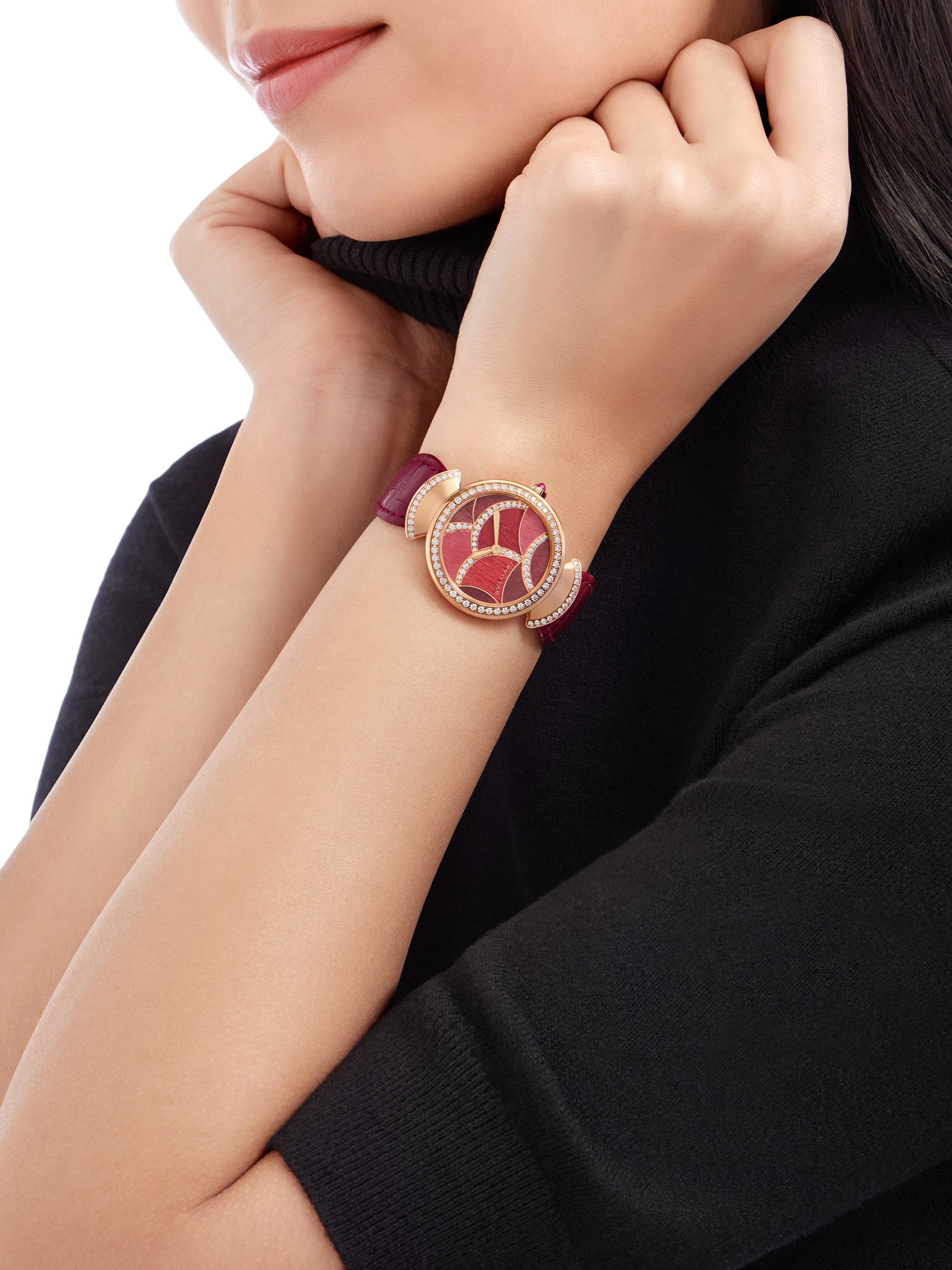 BVLGARI Divas' Dream 18K Rose Gold & Red Alligator Watch/33MM