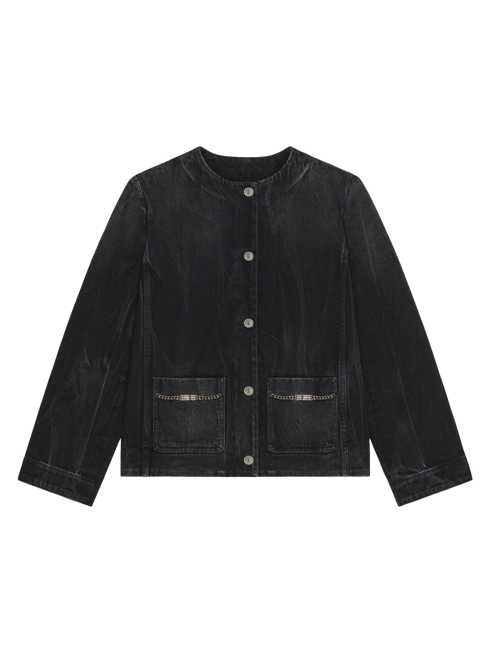 Givenchy Women's Jacket in Denim with Chains Details - Black