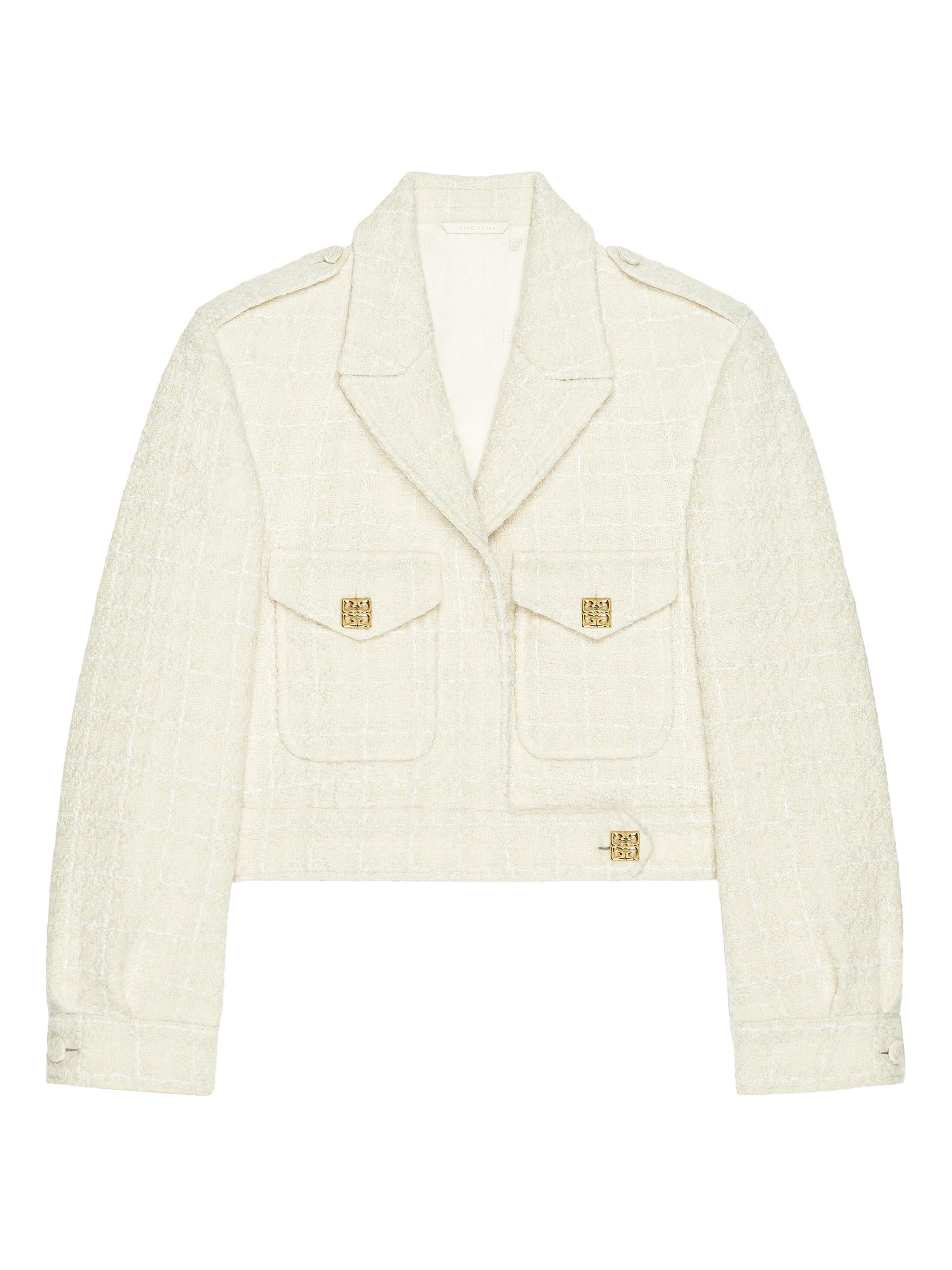 Givenchy Women's Cropped Jacket in Tweed with 4G Detail - Ecru