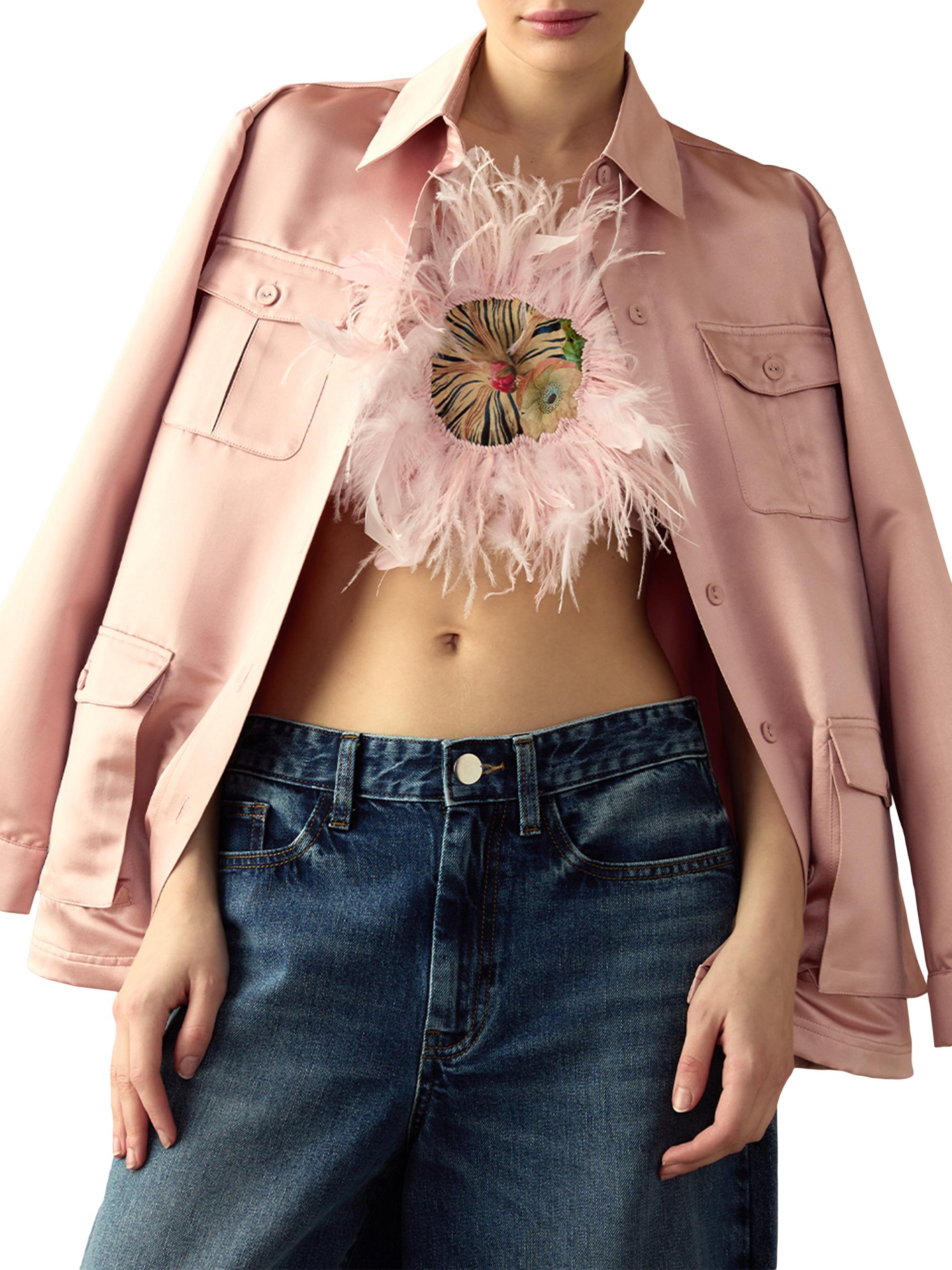 Cynthia Rowley Women's Satin Safari Jacket - Mauve