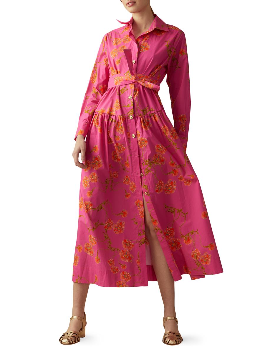CYNTHIA ROWLEY Abstract Midi Shirt Dress