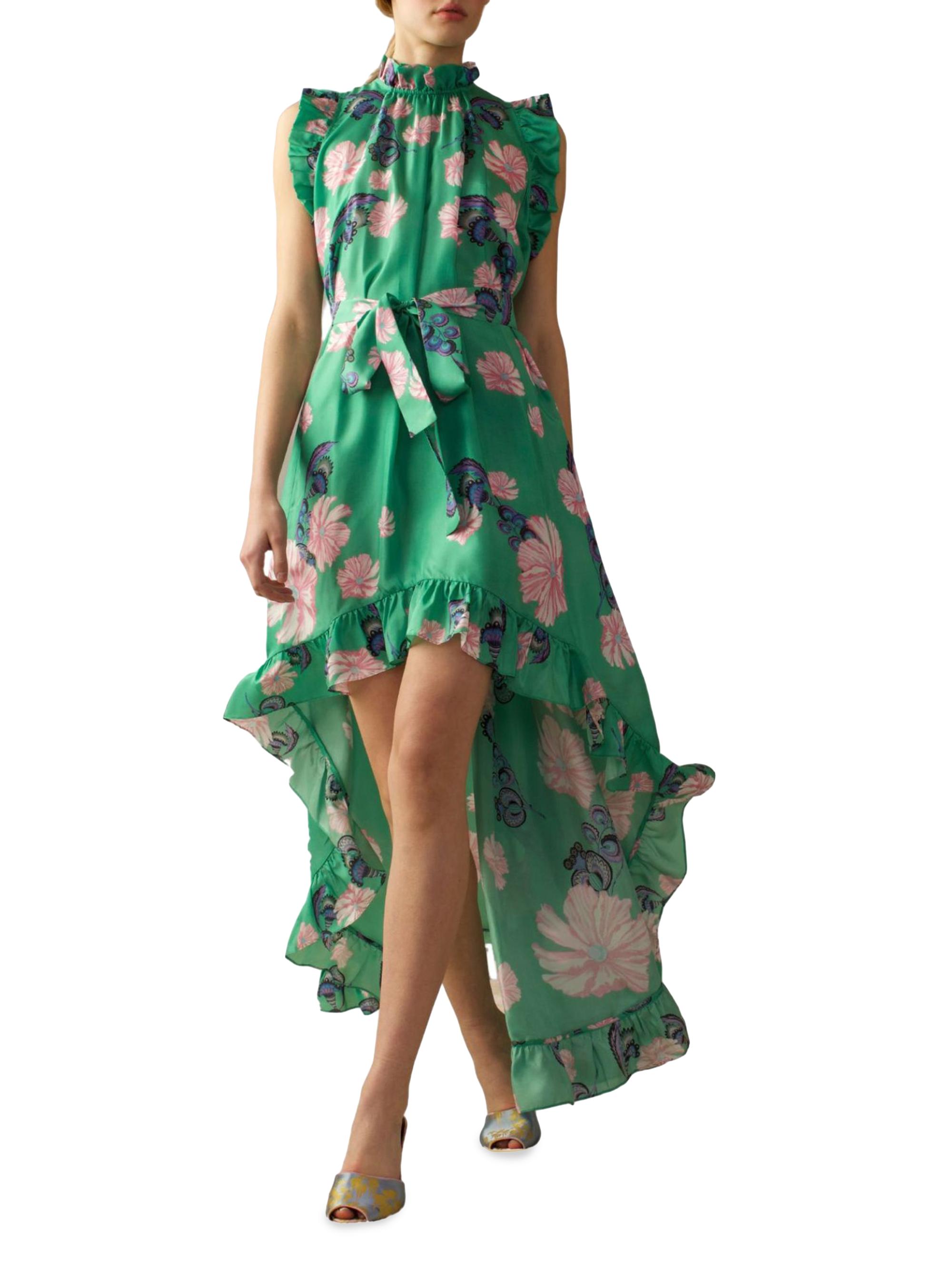 Cynthia Rowley Women's Floral Silk Hi-Lo Dress - Green Floral