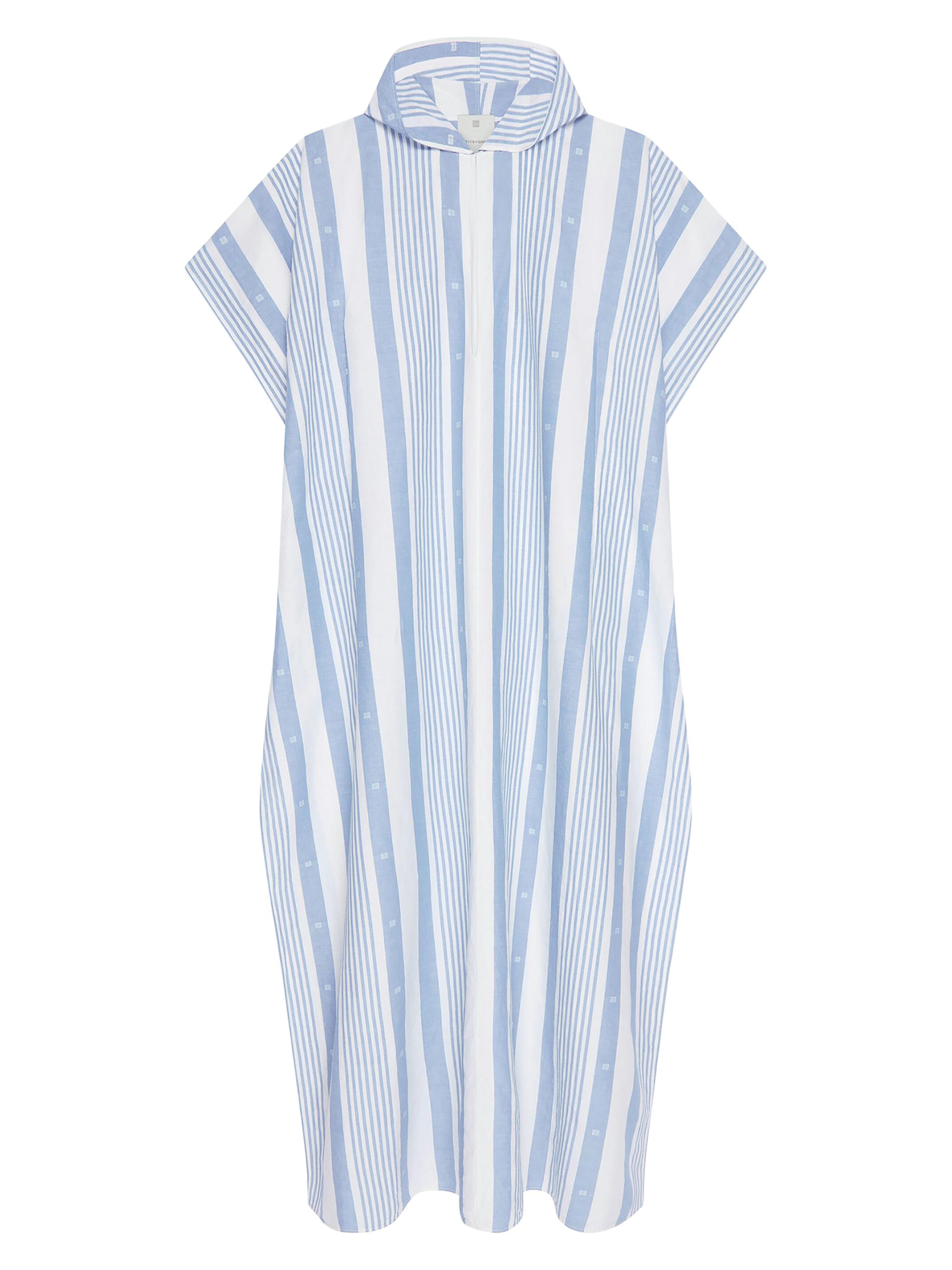 Givenchy Women's Plage Kaftan in Cotton and Linen with 4G Stripes - Blue Off White