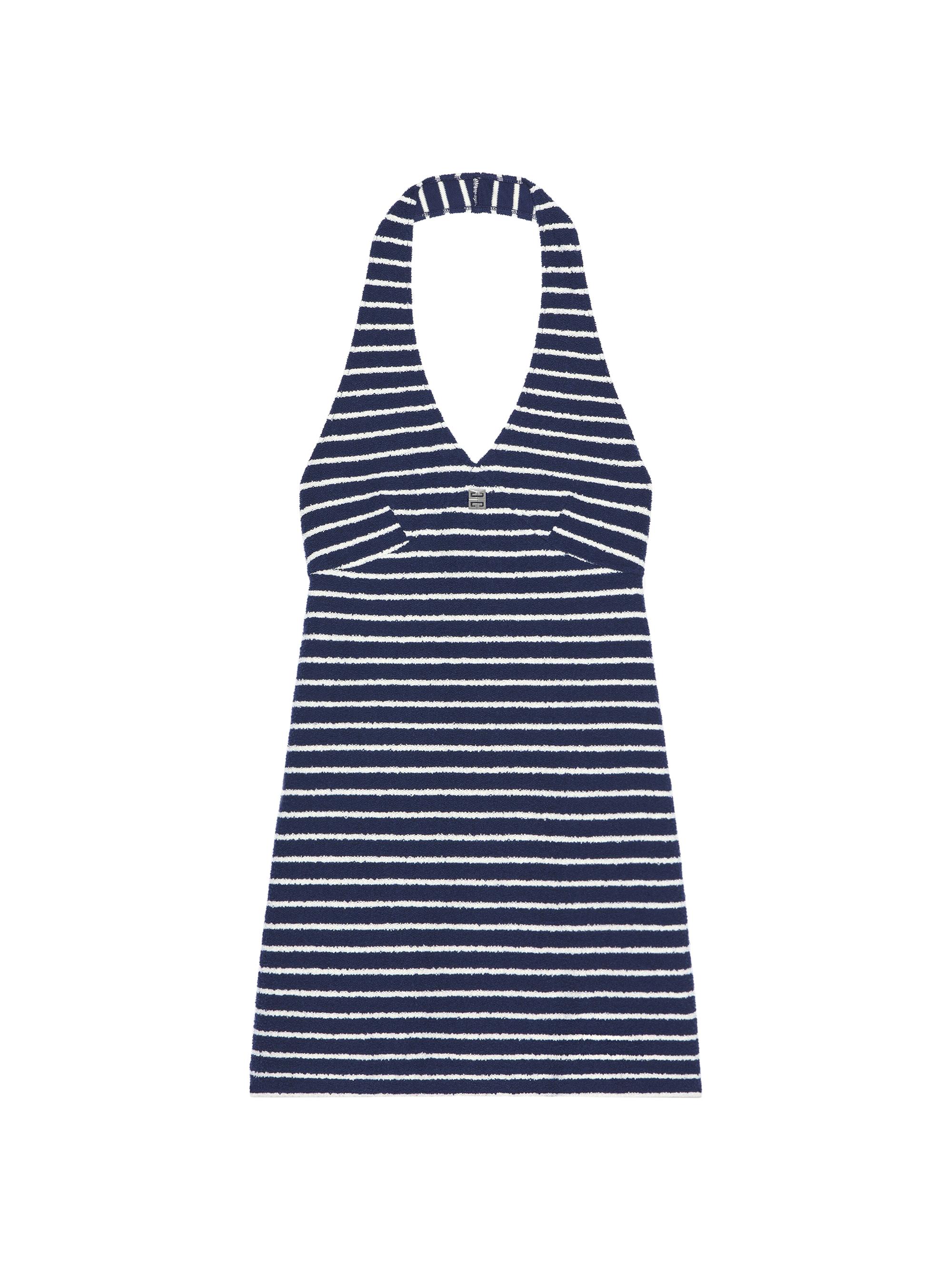 Givenchy Women's Striped Dress in Cotton Toweling with 4G Detail - Navy