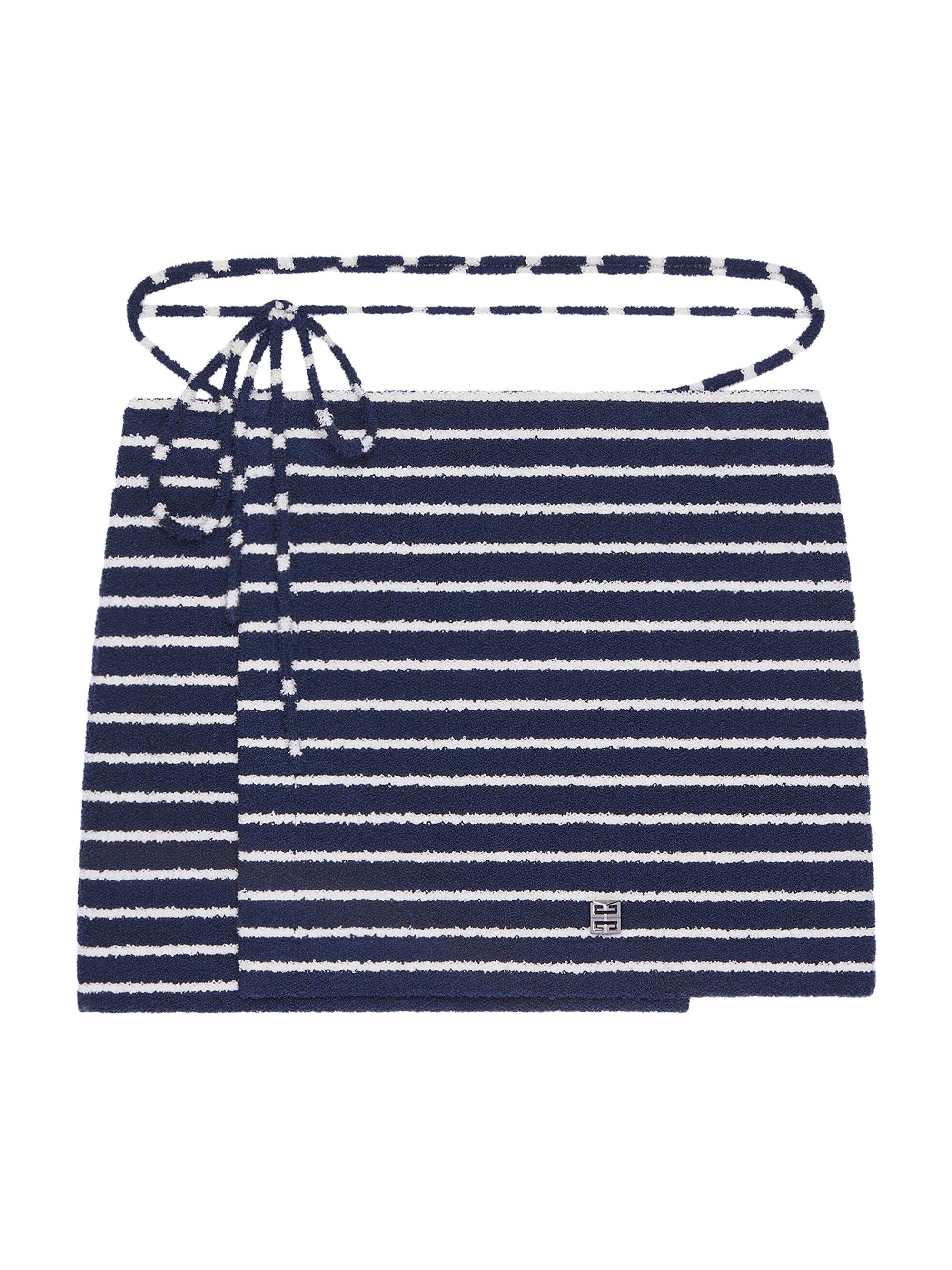 Givenchy Women's Plage Striped Wrap Skirt with 4G Detail - Navy White