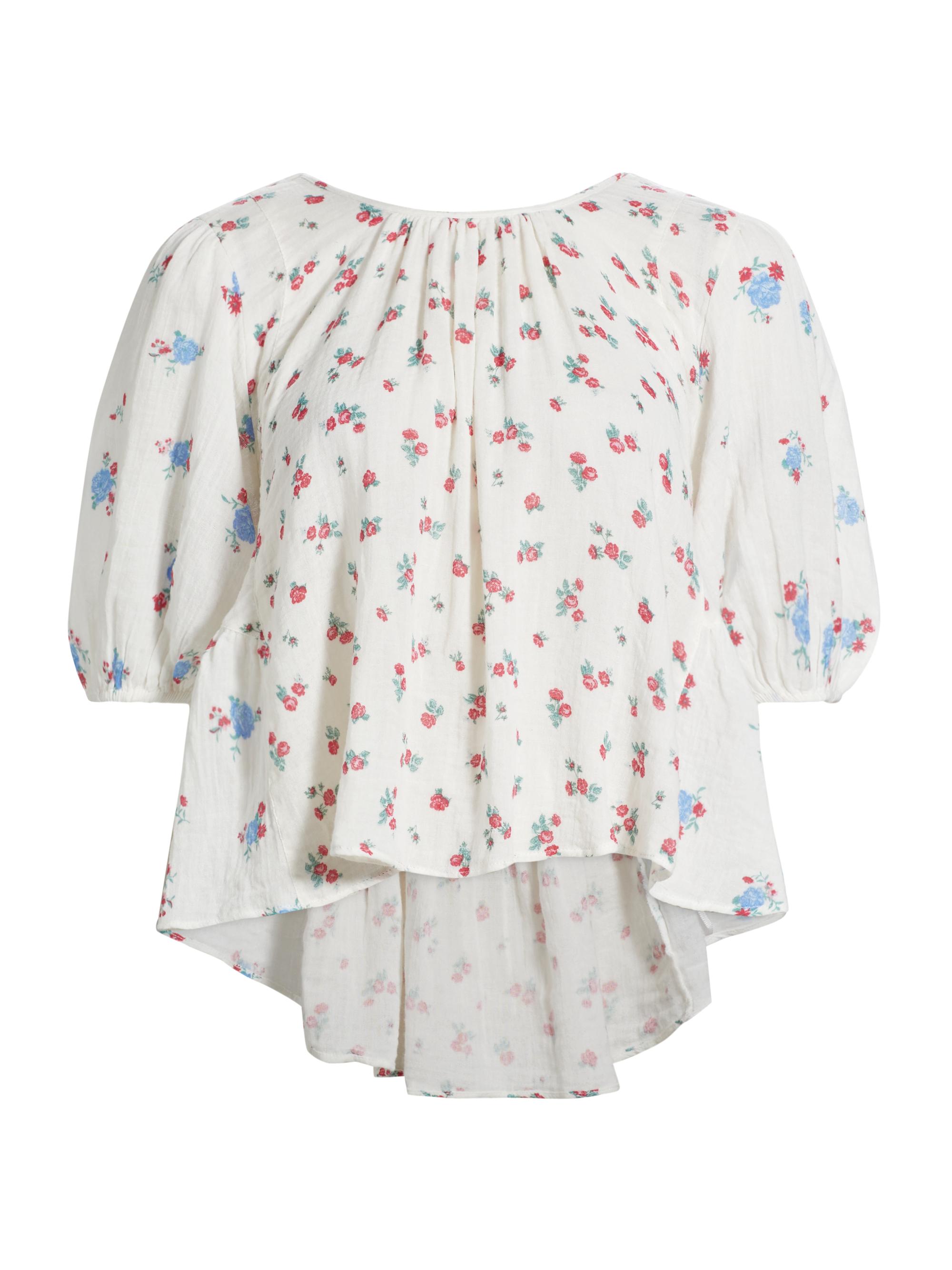 Free People Women's Chloe Floral Cut-Out Top - Tea Combo