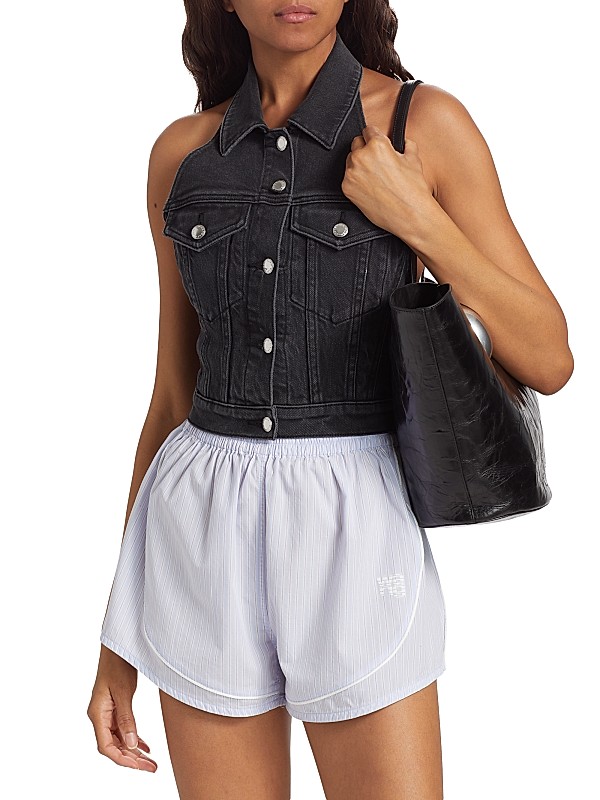 Shop alexanderwang.t Stretch Denim Halter Top | Saks Fifth Shop alexanderwang.t Stretch Denim Halter Top | Saks Fifth