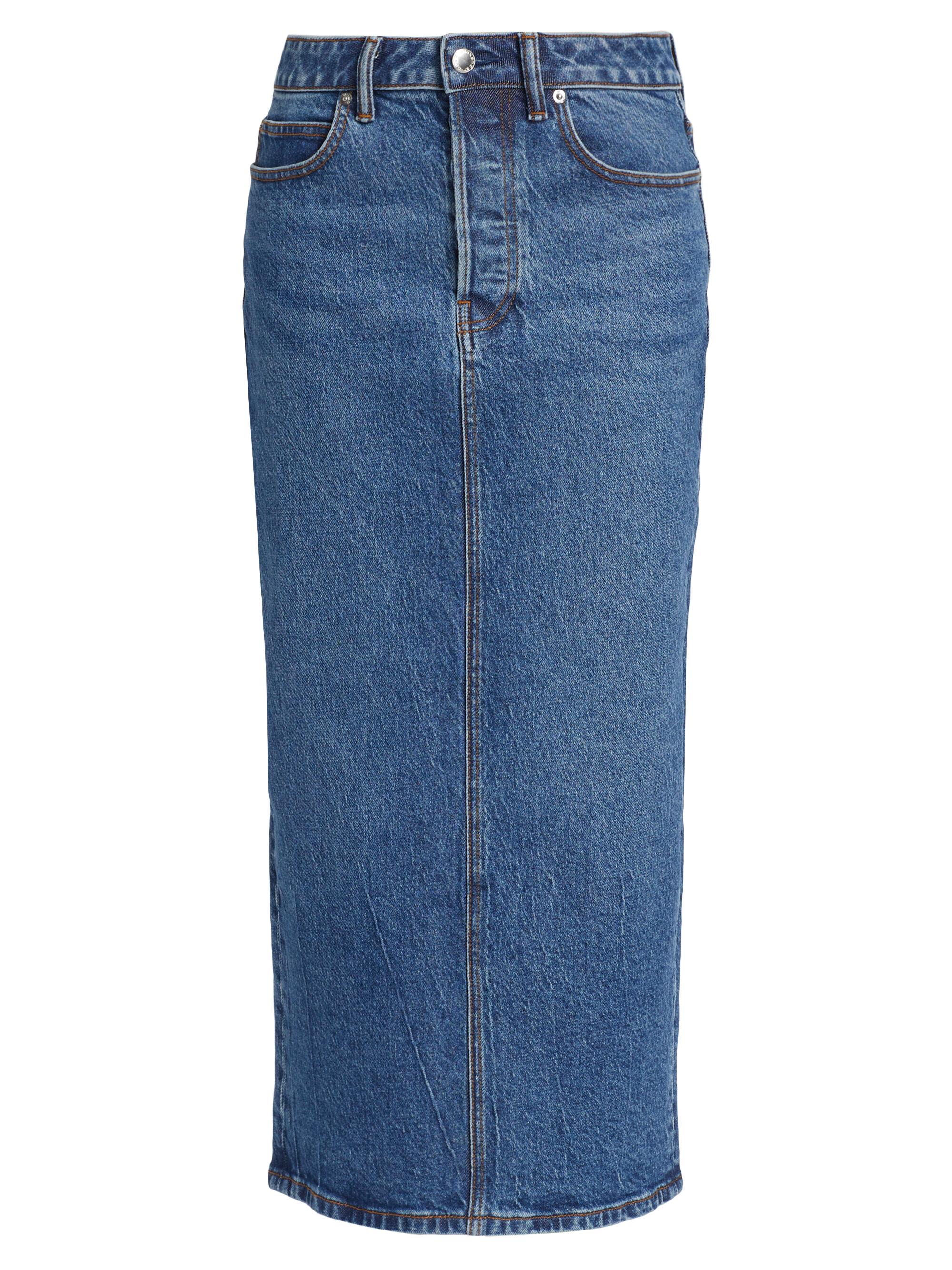 alexanderwang.t Women's Stretch Denim Midi-Skirt - Deep Blue
