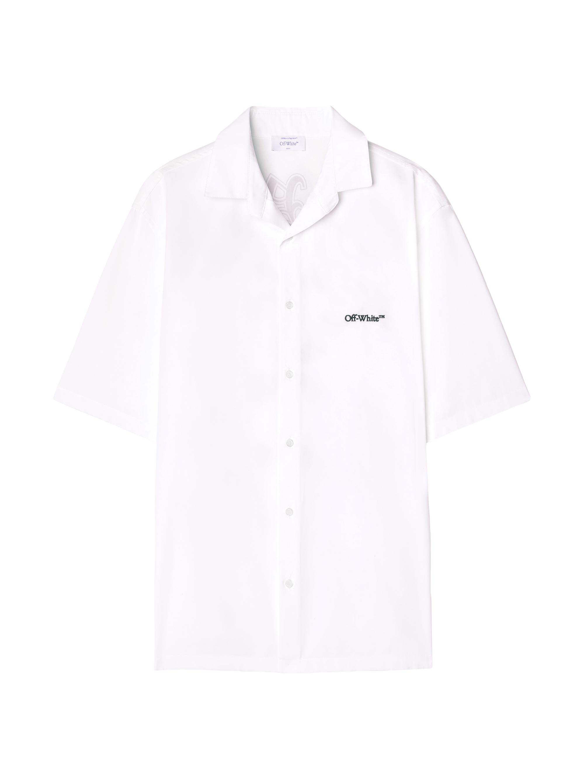 Off-White Men's Gothic Arrow Poplin Bowling Shirt - White Black