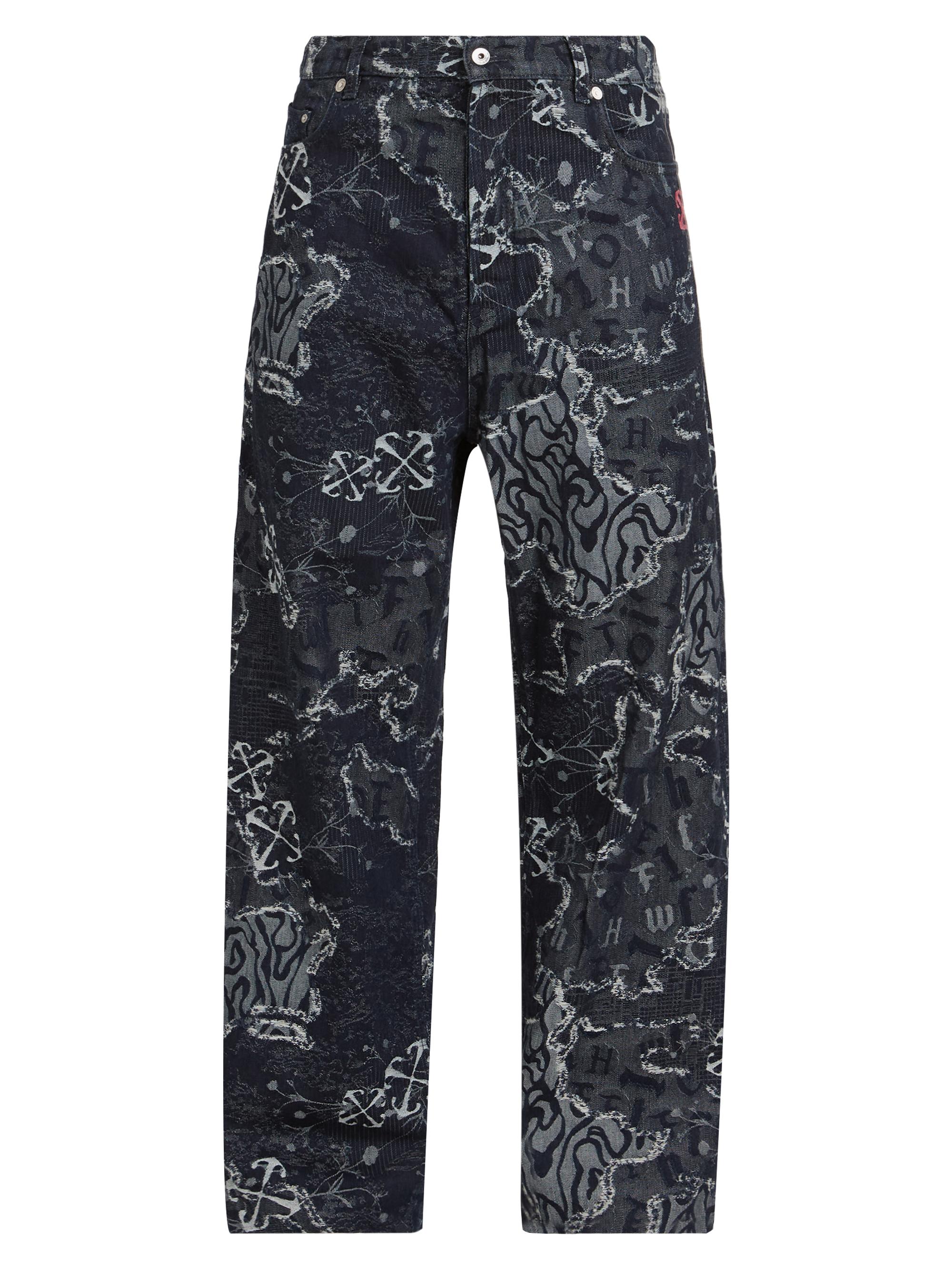 Off-White Men's Abstract Cotton Wide-Leg Jeans