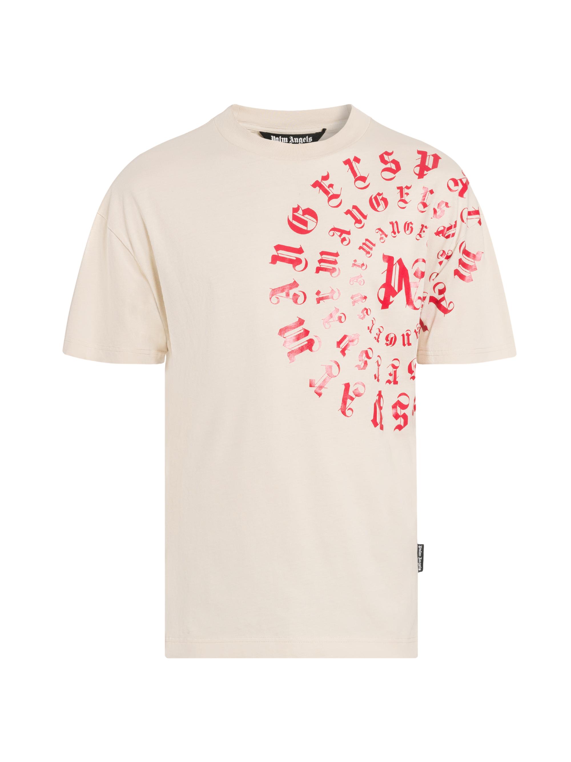 Palm Angels Men's Vertigo Logo Cotton T-Shirt - Light Beige Red
