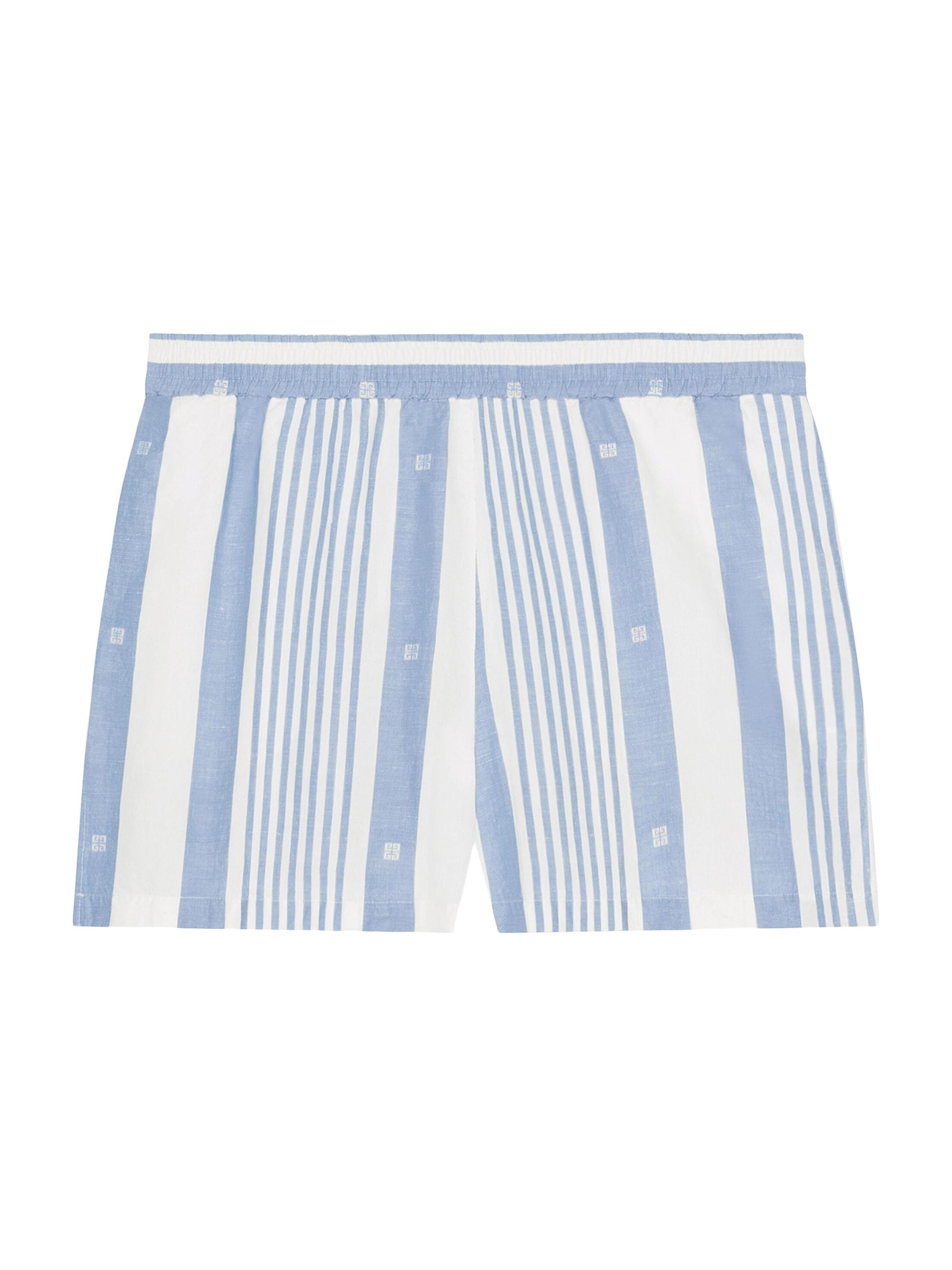 Givenchy Women's Plage Shorts in Cotton and Linen with 4G Stripes - Blue White