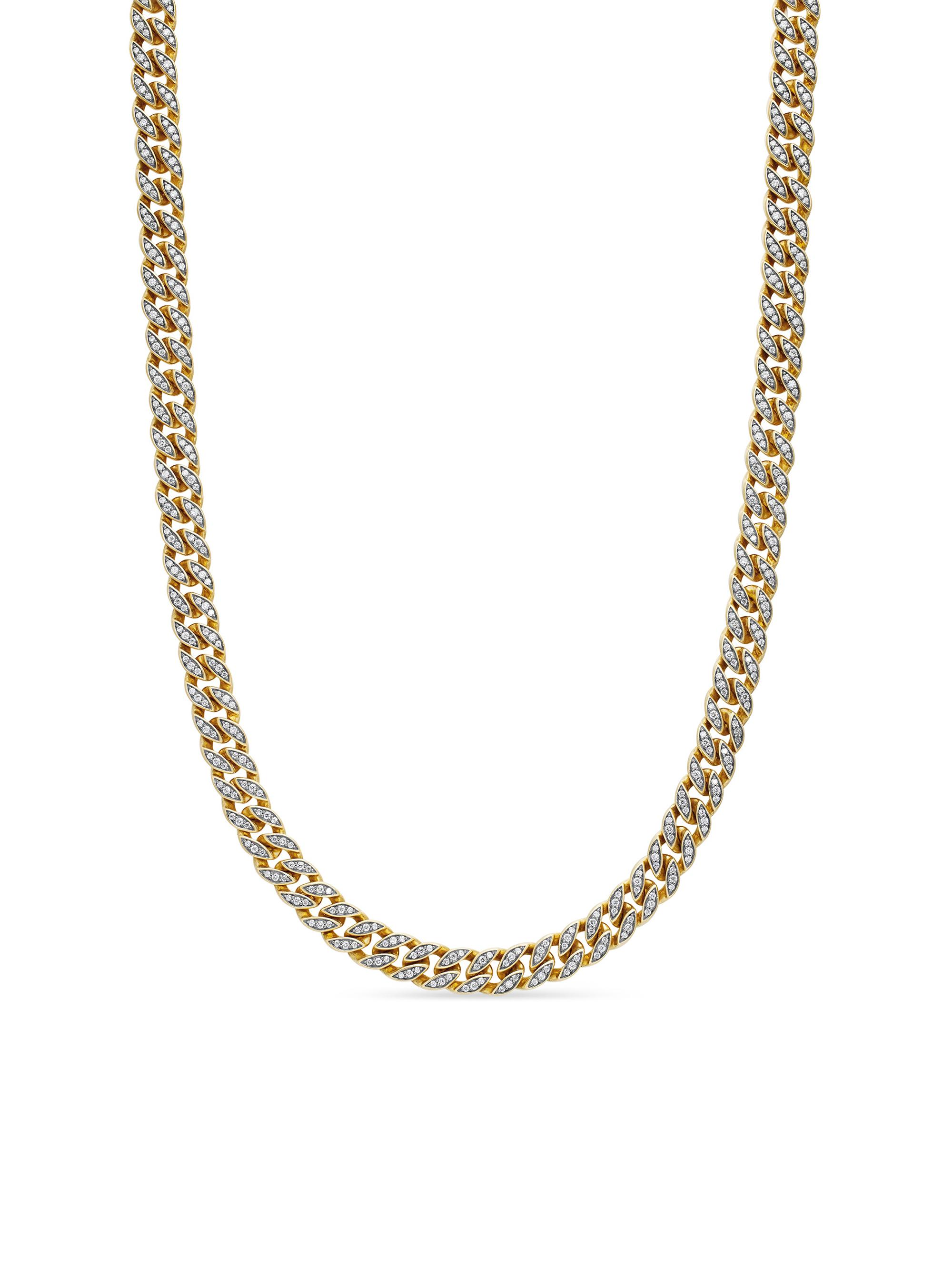 David Yurman Men's Curb Chain Necklace in 18K Yellow Gold - Diamond