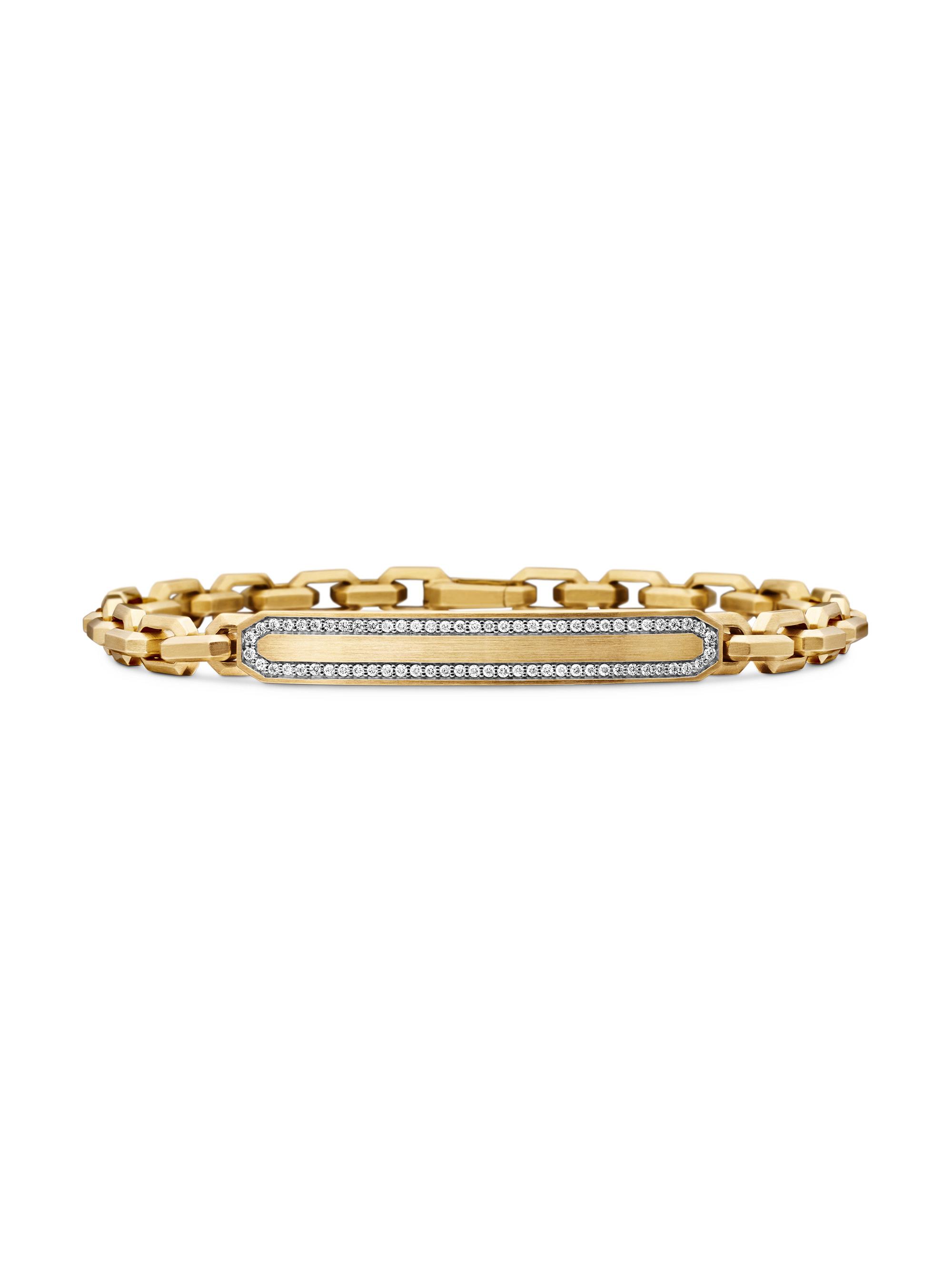 David Yurman Men's Streamline ID Bracelet in 18K Yellow Gold, 6.8MM - Diamond