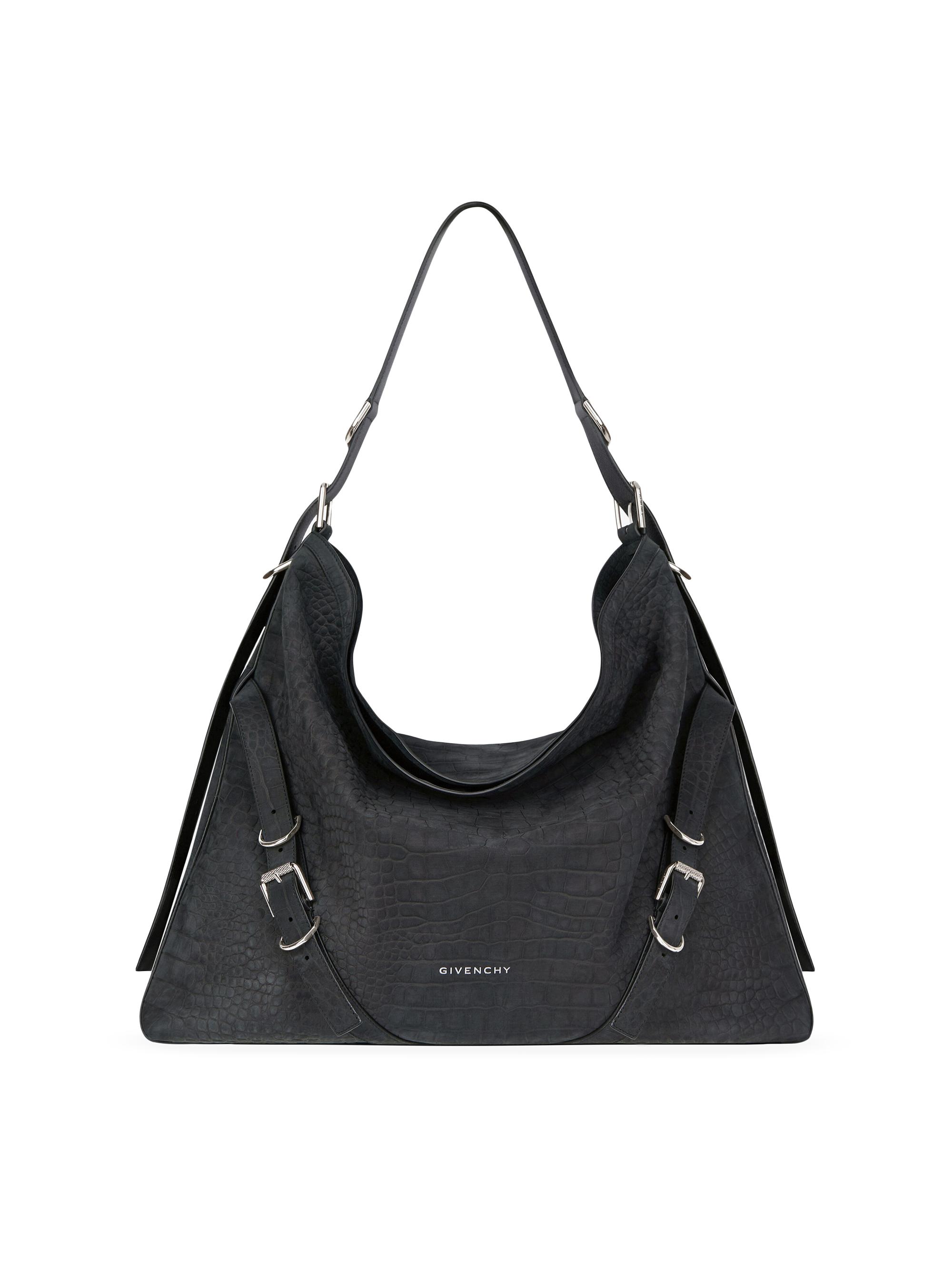 Givenchy Men's  Voyou Bag in Crocodile Effect Suede - Black