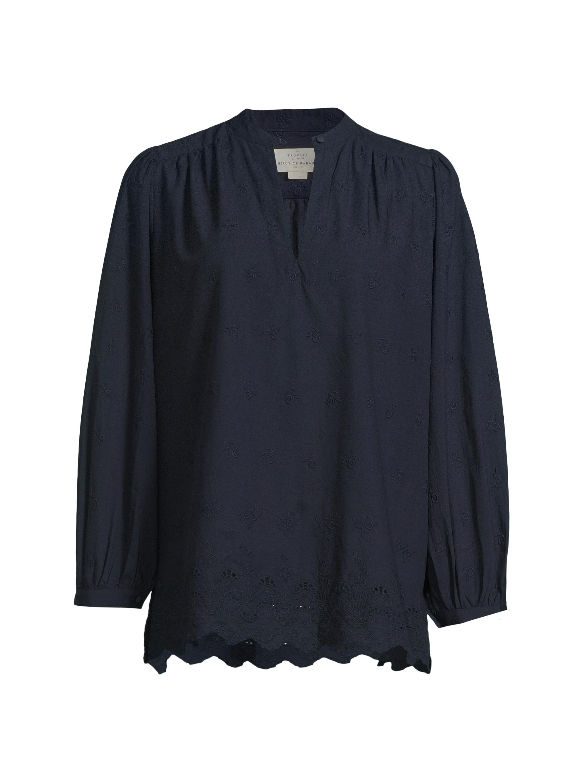 Birds of Paradis Women's Bailey Cotton Blouse - Midnight Broderie