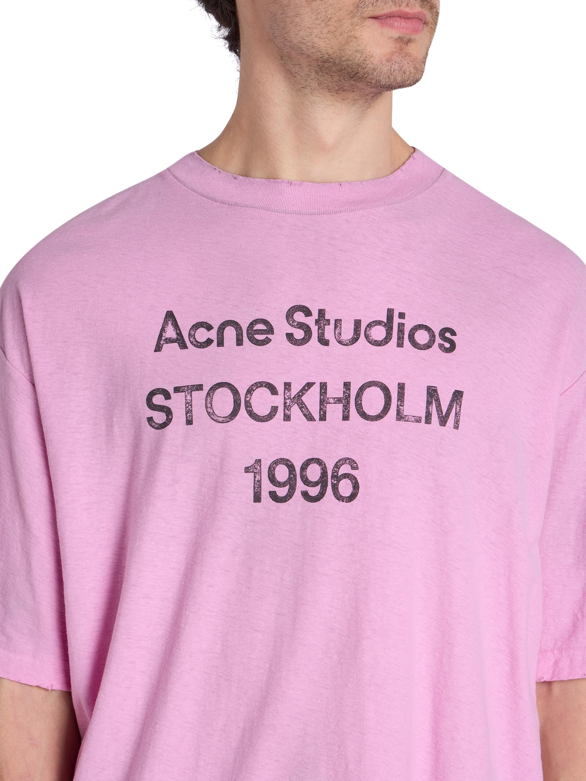 Acne Studios ピンク Tシャツ 1996 Mサイズ Acne Studios logo-print Distressed T-shirt | Pink | FARFETCH