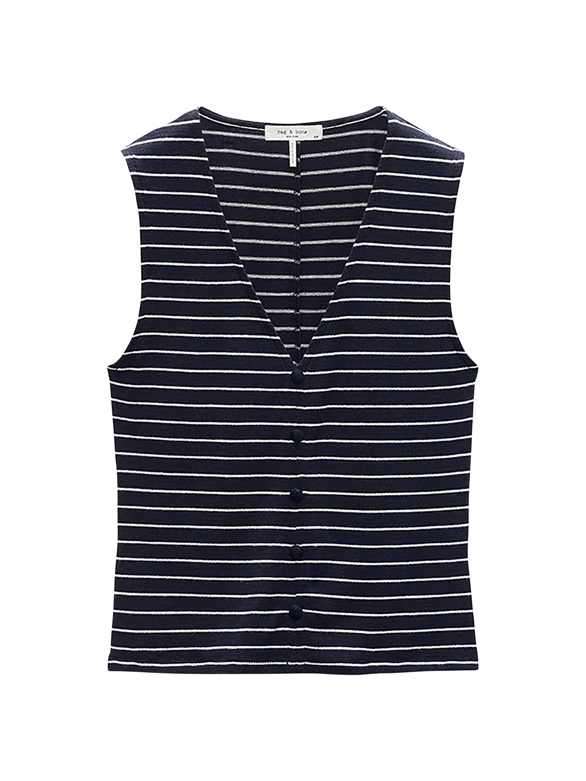 rag & bone Women's Striped Buttoned Knit Tank - Navy Multi