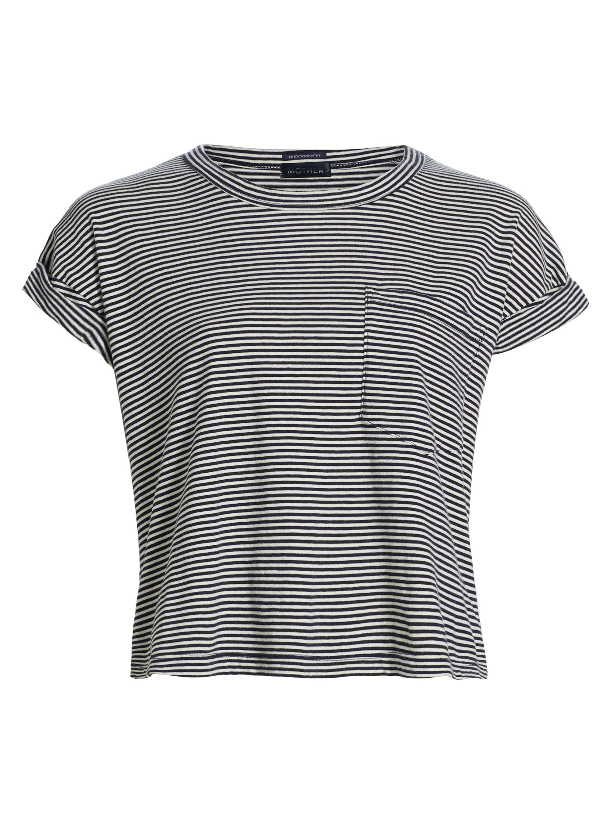Mother Women's Keep On Rolling Striped T-Shirt - Cream And Navy Stripe