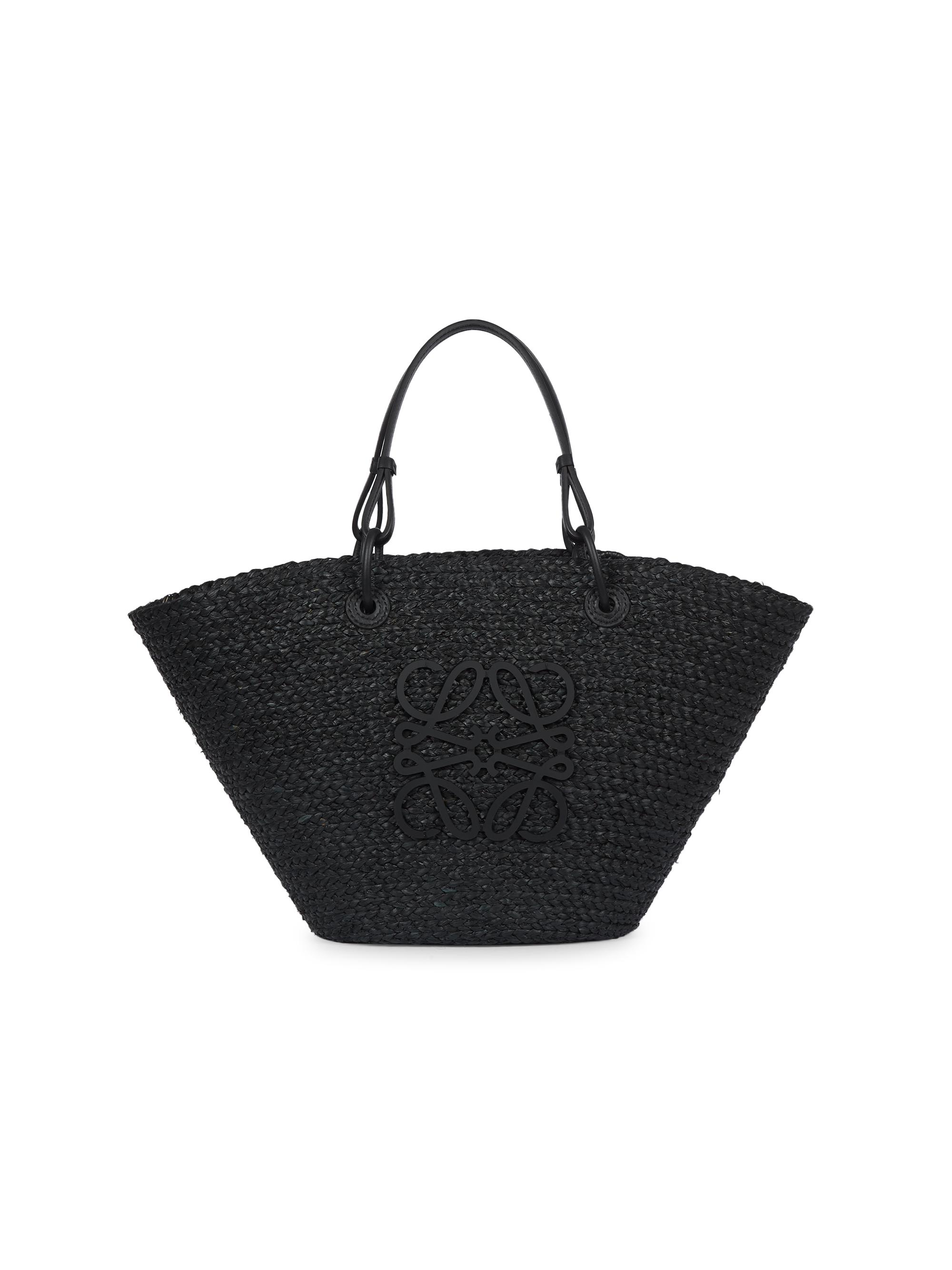 LOEWE Women's Medium Anagram Raffia Basket Bag - Black